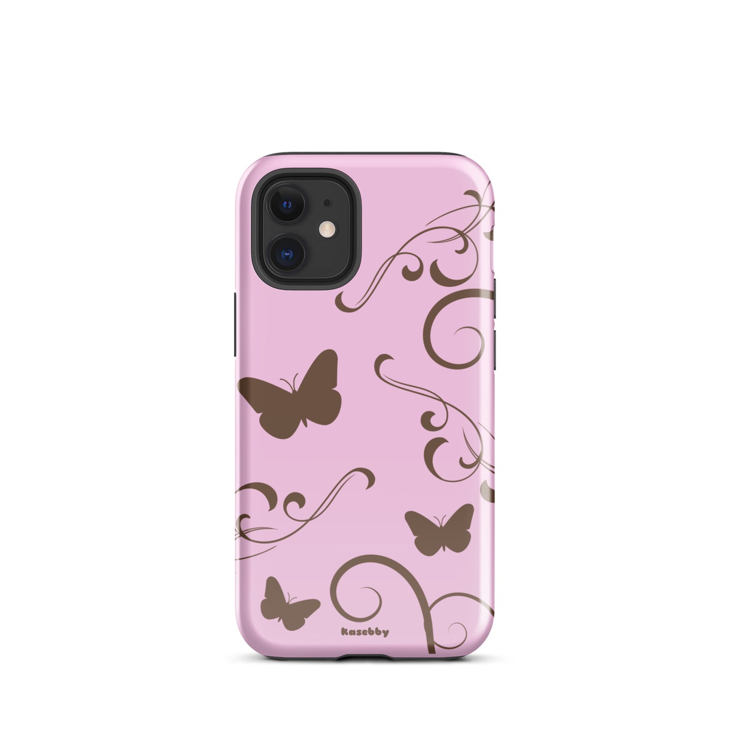 Pink and Brown Y2K Aesthetic Butterfly Swirl Phone Case - kasebby