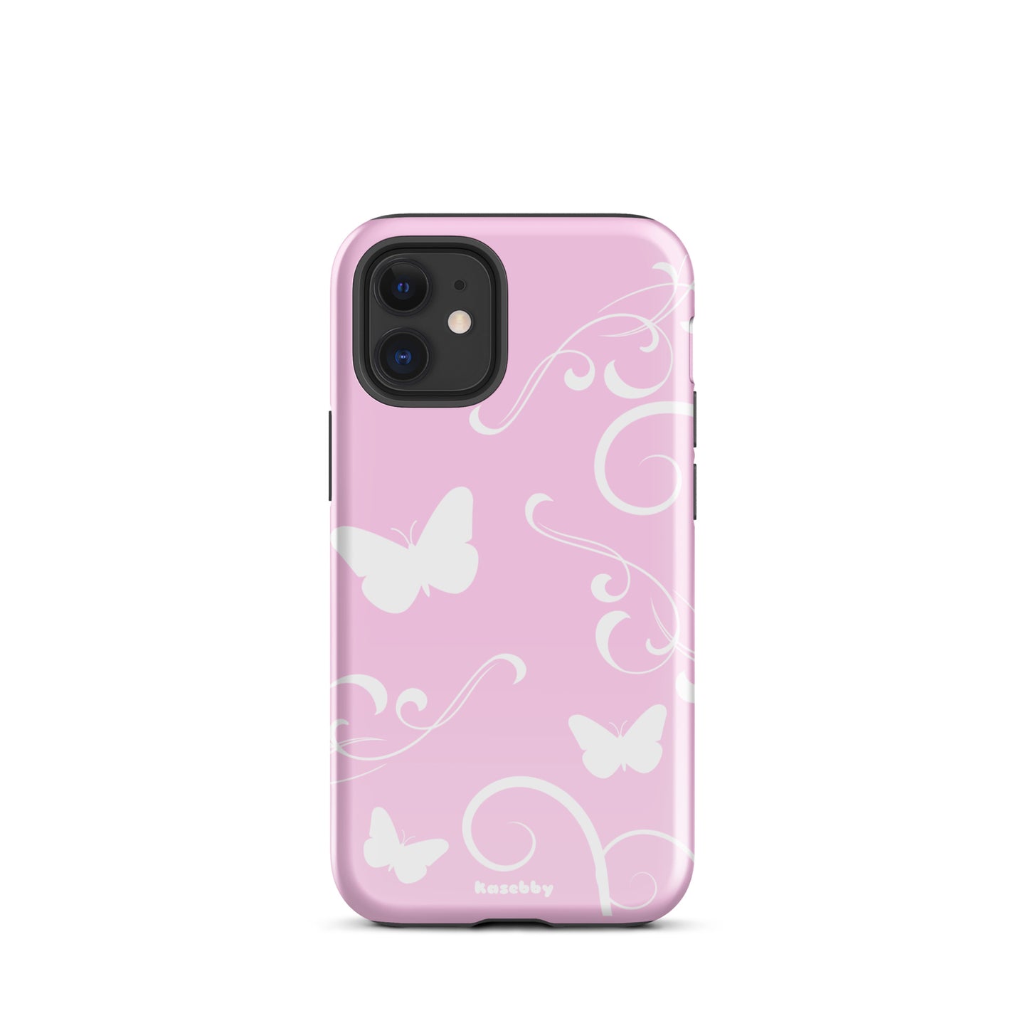 Pink and White Y2K Aesthetic Butterfly Swirl Phone Case - kasebby
