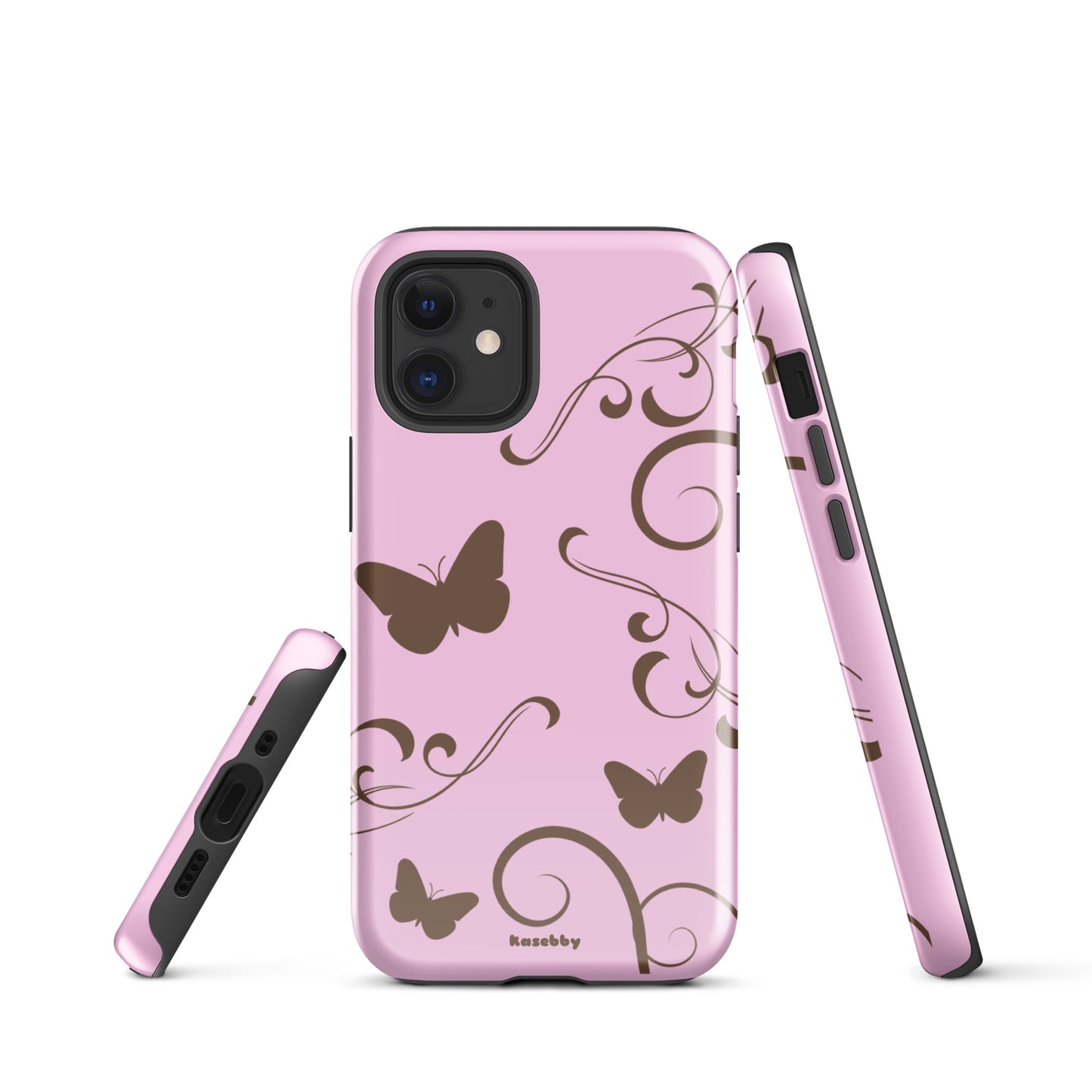 Pink and Brown Y2K Aesthetic Butterfly Swirl Phone Case - kasebby