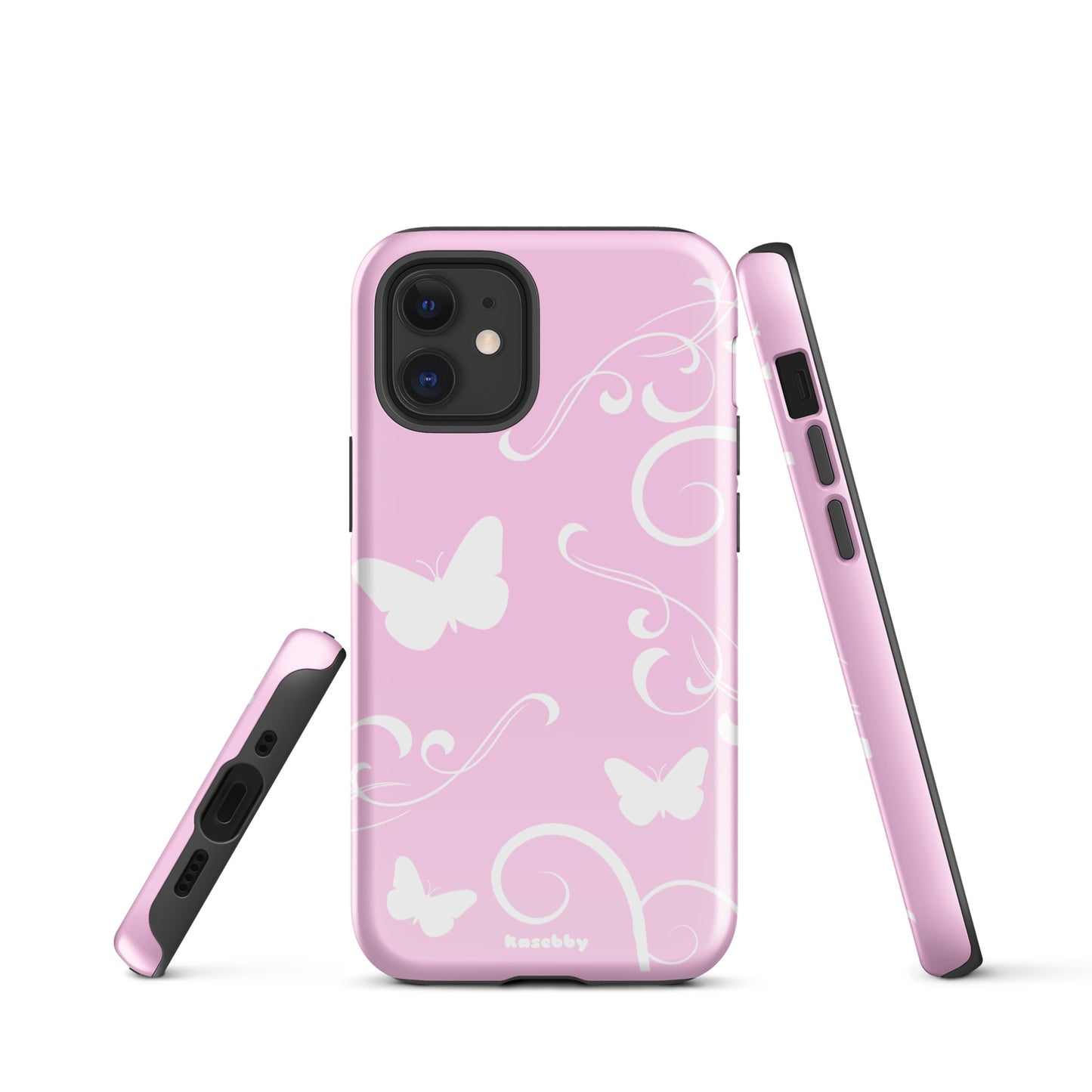 Pink and White Y2K Aesthetic Butterfly Swirl Phone Case - kasebby