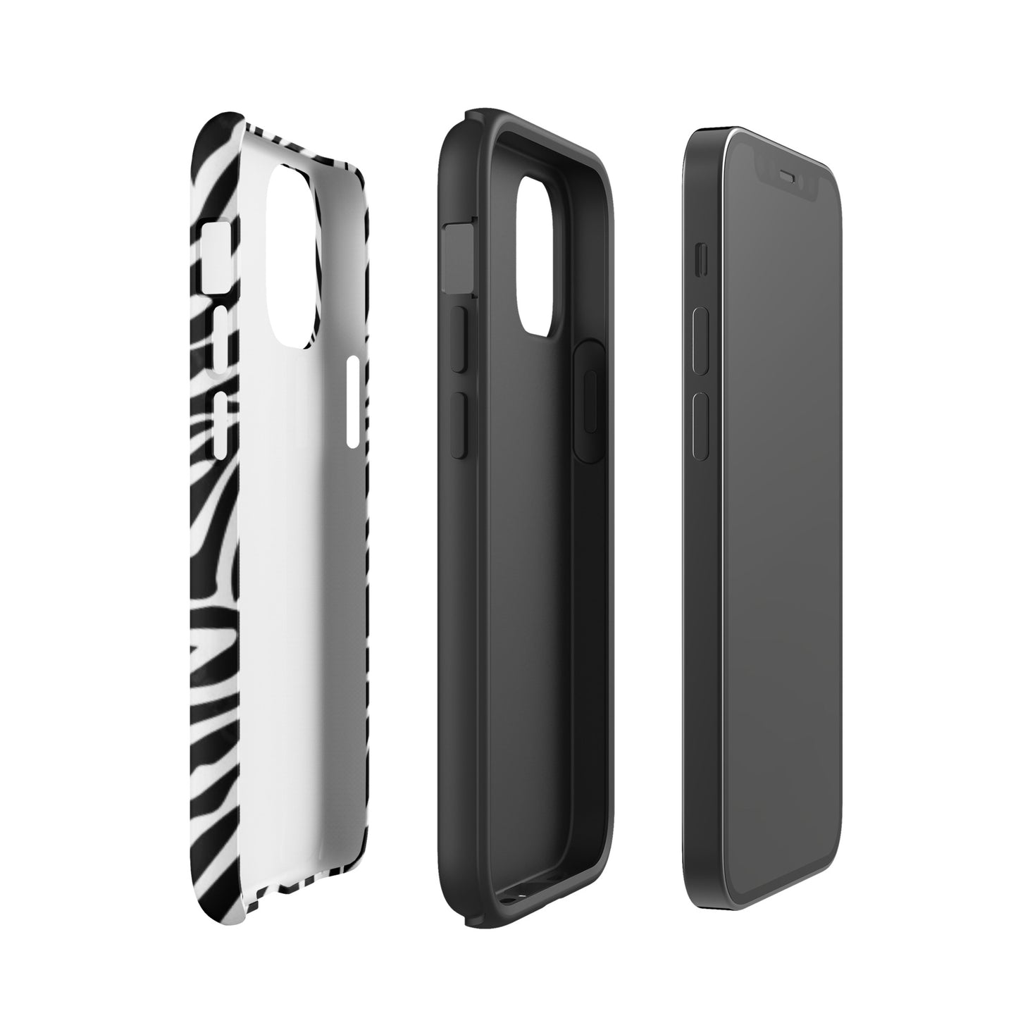 Zebra Print McBling Phone Case – Dual Layer TPU + Polycarbonate Shockproof