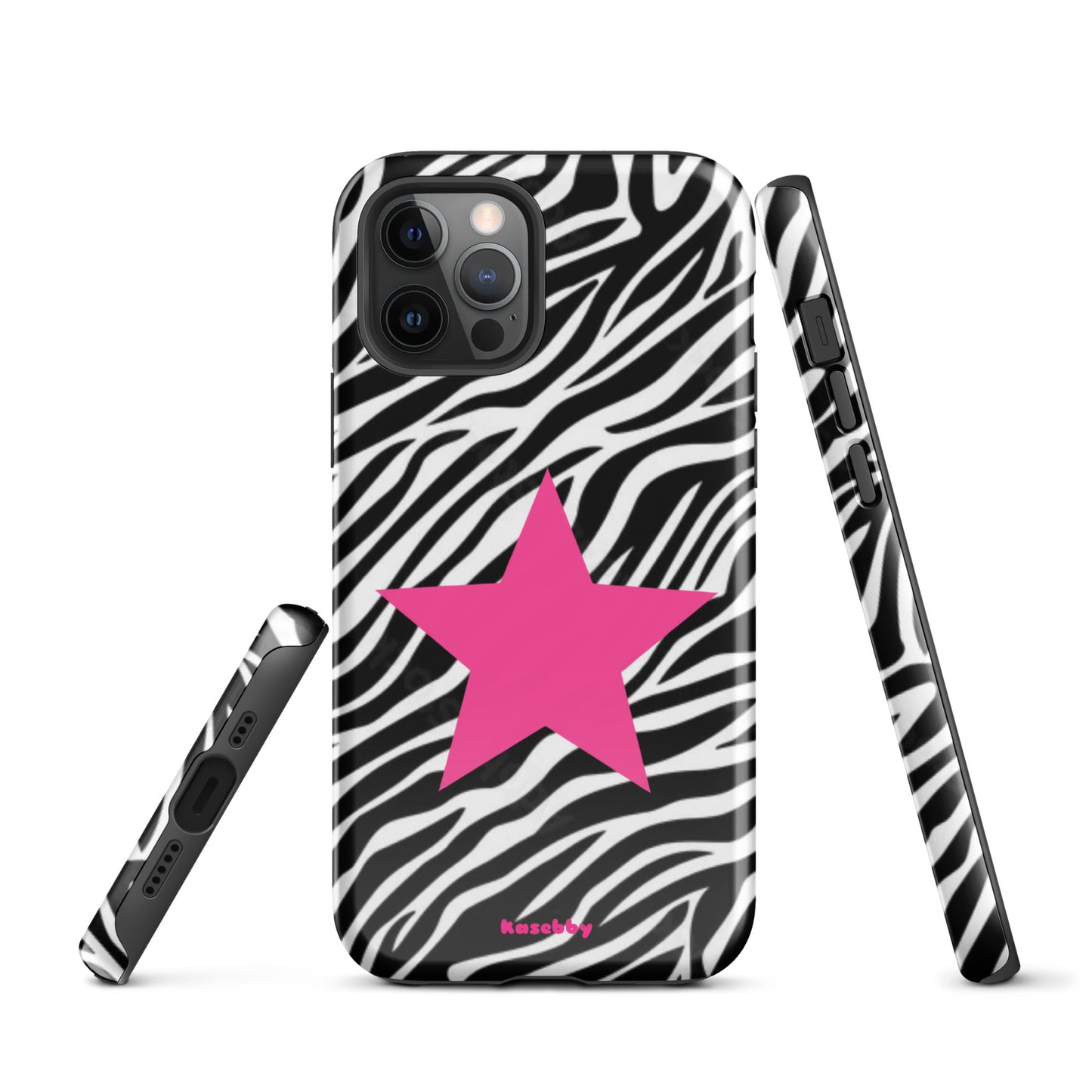 Zebra Print McBling Phone Case – Multi-Angle Durable Y2K Design