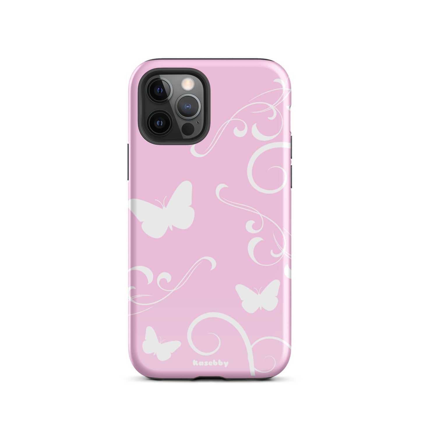 Pink and White Y2K Aesthetic Butterfly Swirl Phone Case - kasebby