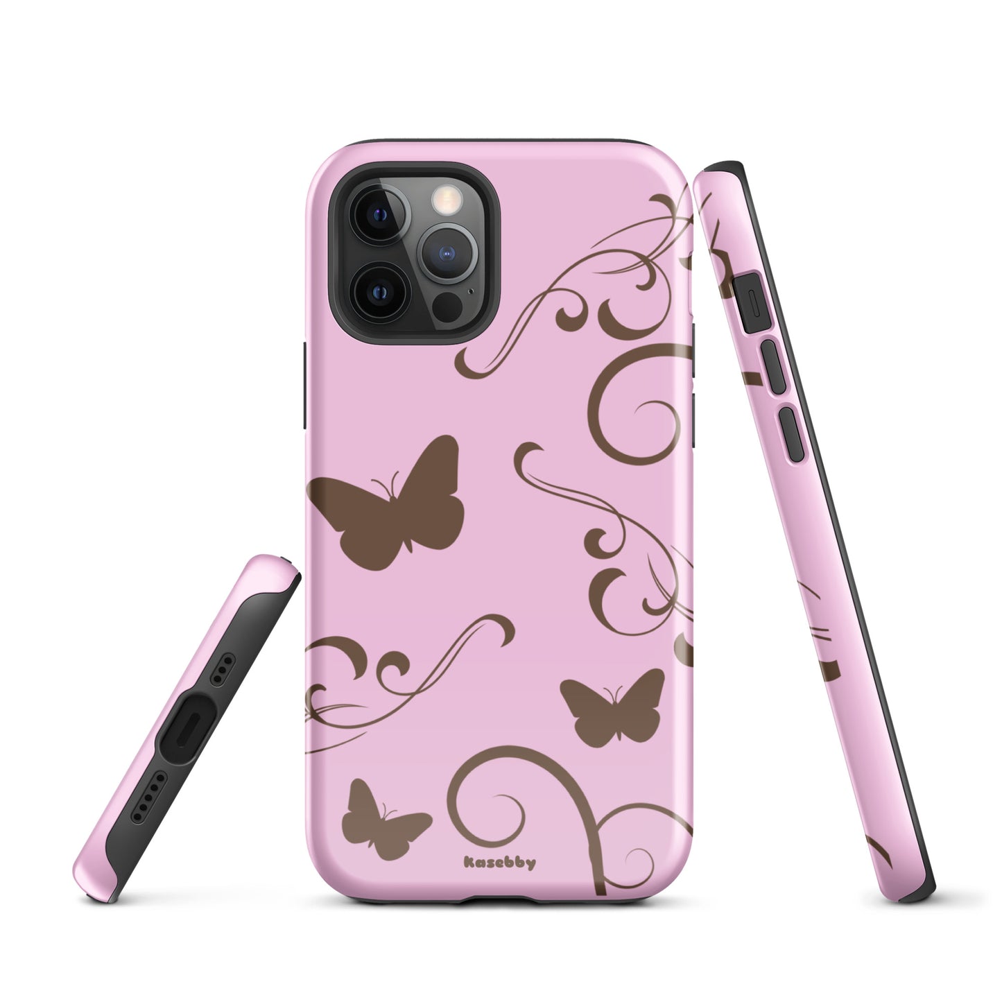Pink and Brown Y2K Aesthetic Butterfly Swirl Phone Case - kasebby