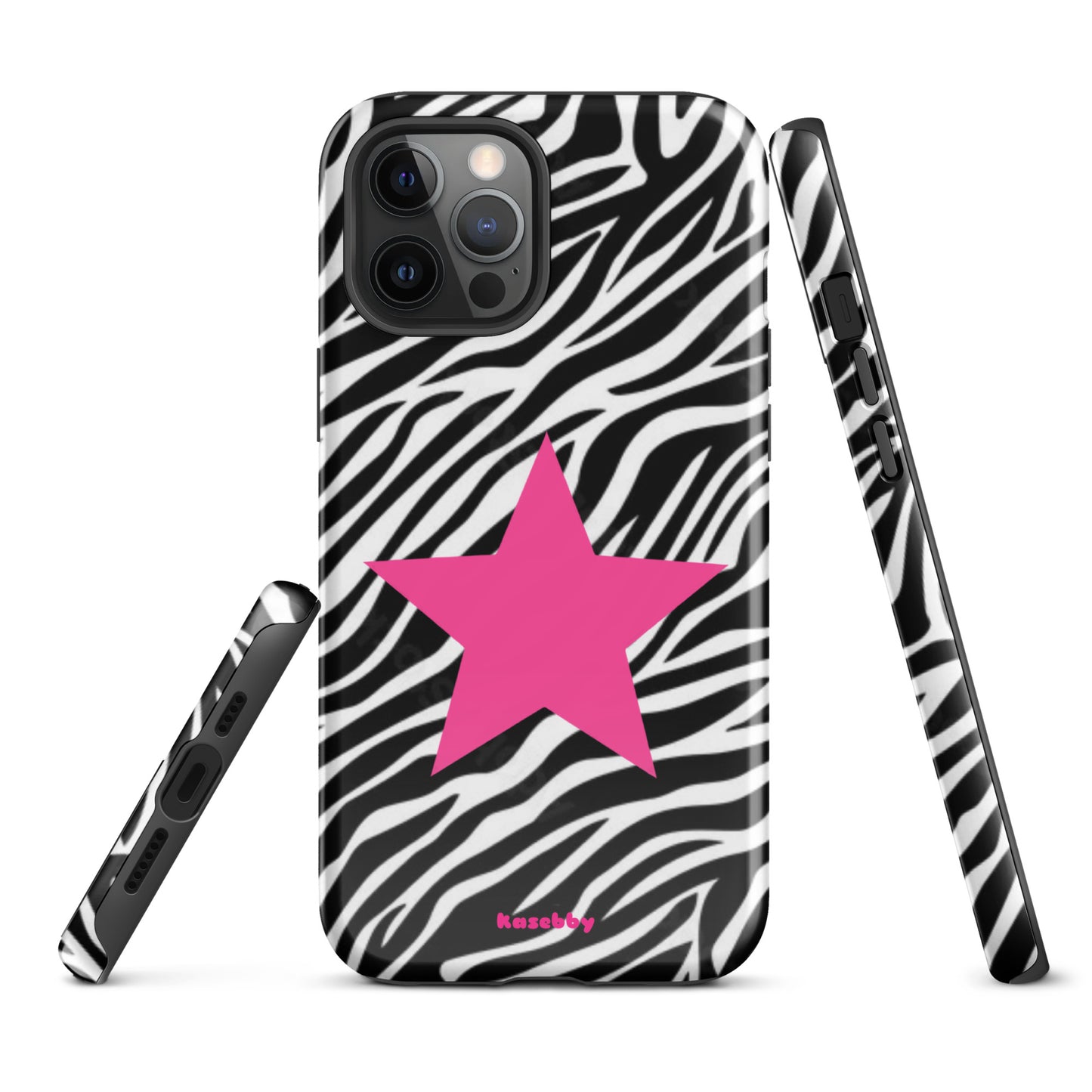 Zebra Print McBling Phone Case – Multi-Angle Durable Y2K Design
