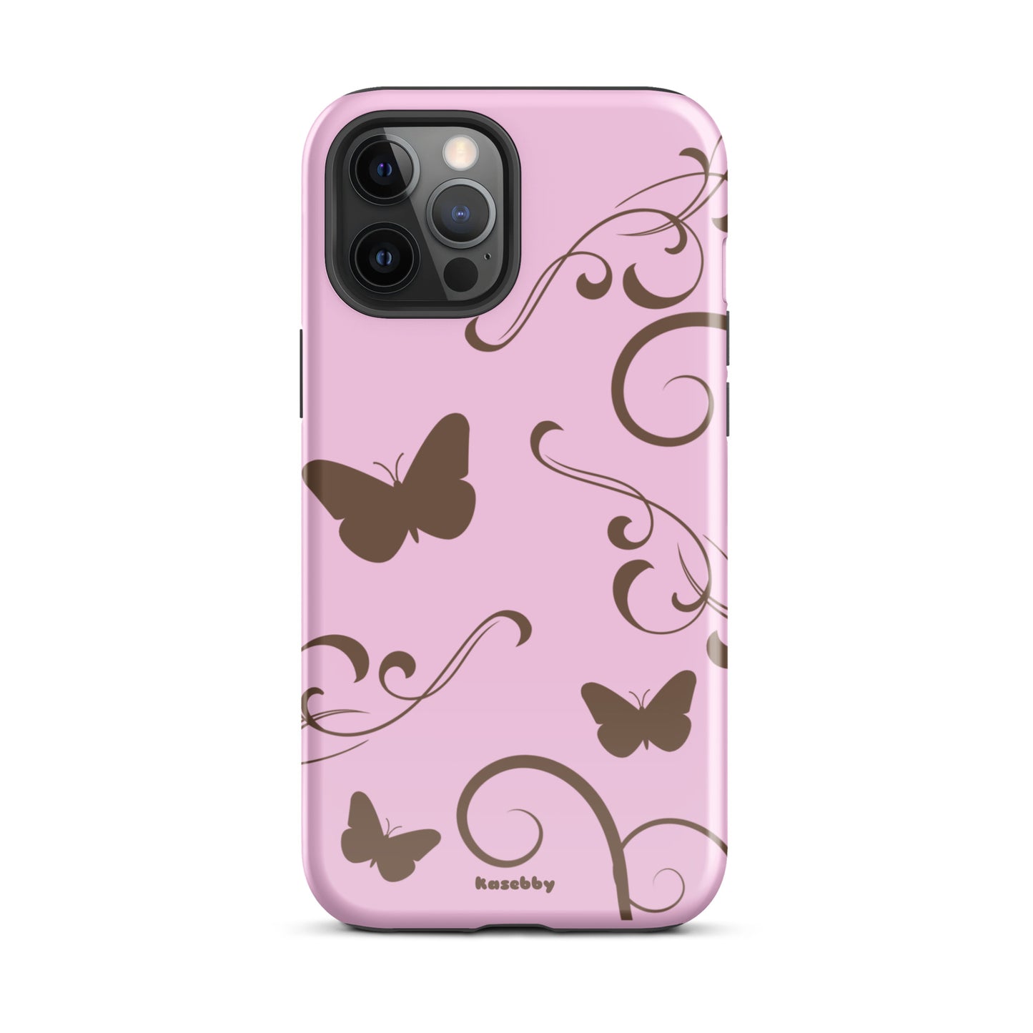 Pink and Brown Y2K Aesthetic Butterfly Swirl Phone Case - kasebby