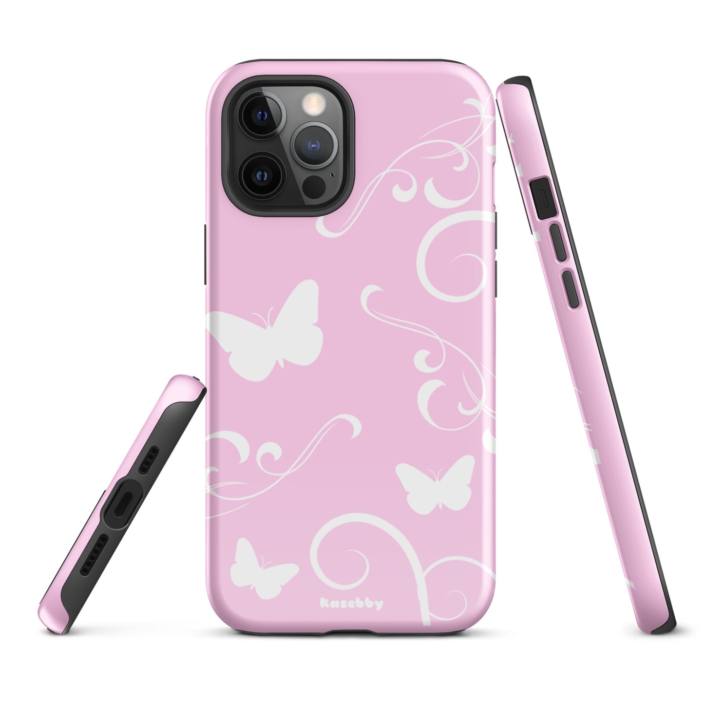 Pink and White Y2K Aesthetic Butterfly Swirl Phone Case - kasebby