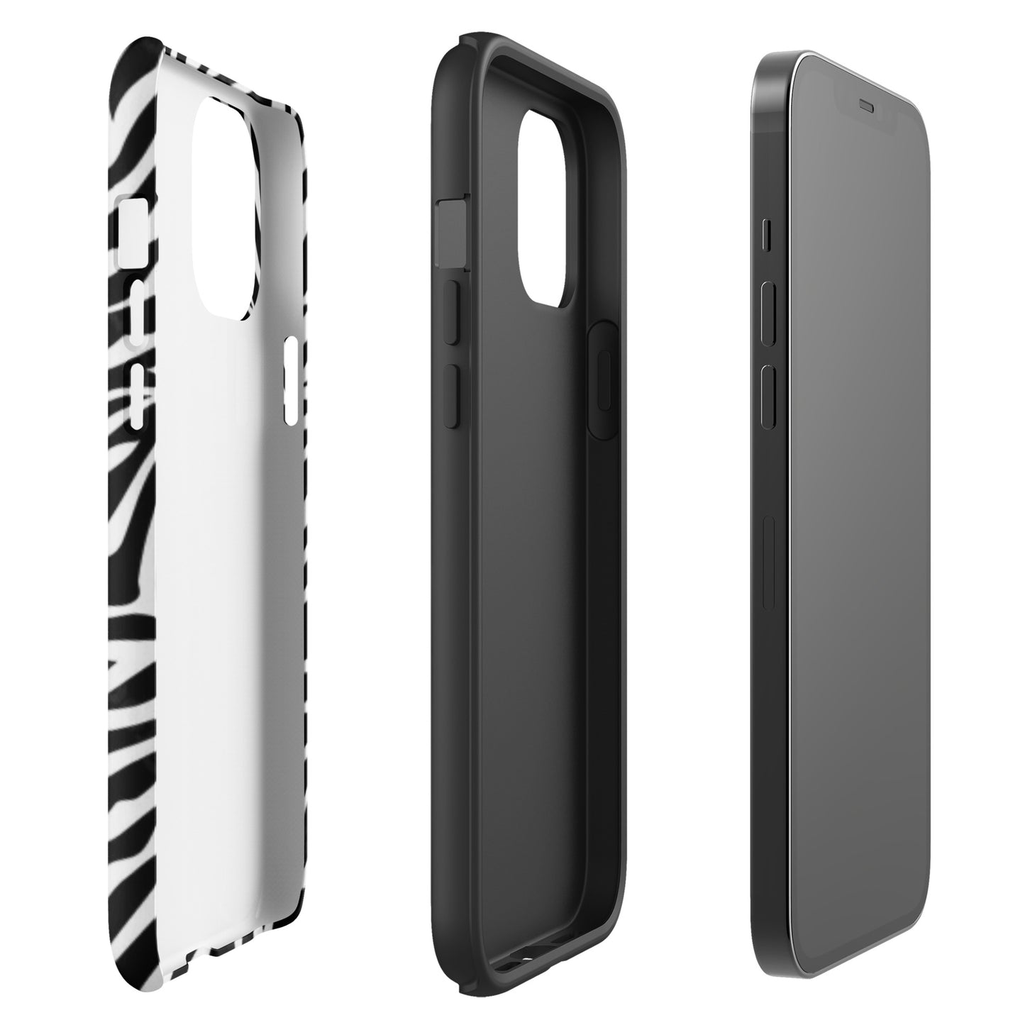 Zebra Print McBling Phone Case – Dual Layer TPU + Polycarbonate Shockproof