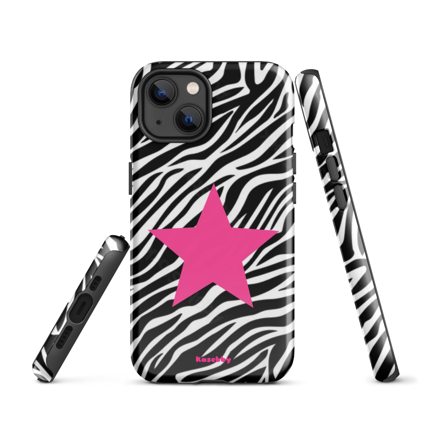 Zebra Print McBling Phone Case – Multi-Angle Durable Y2K Design