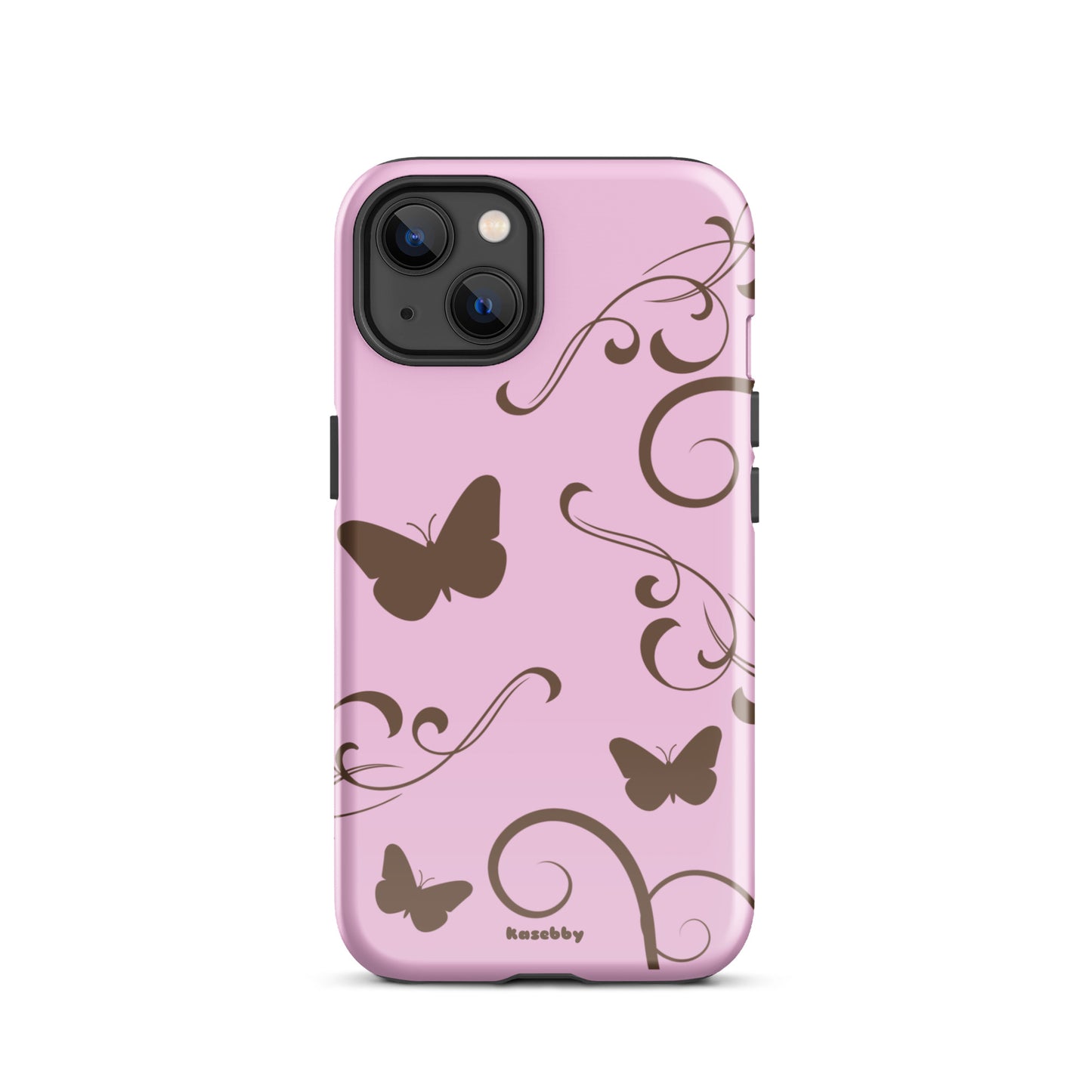 Pink and Brown Y2K Aesthetic Butterfly Swirl Phone Case - kasebby