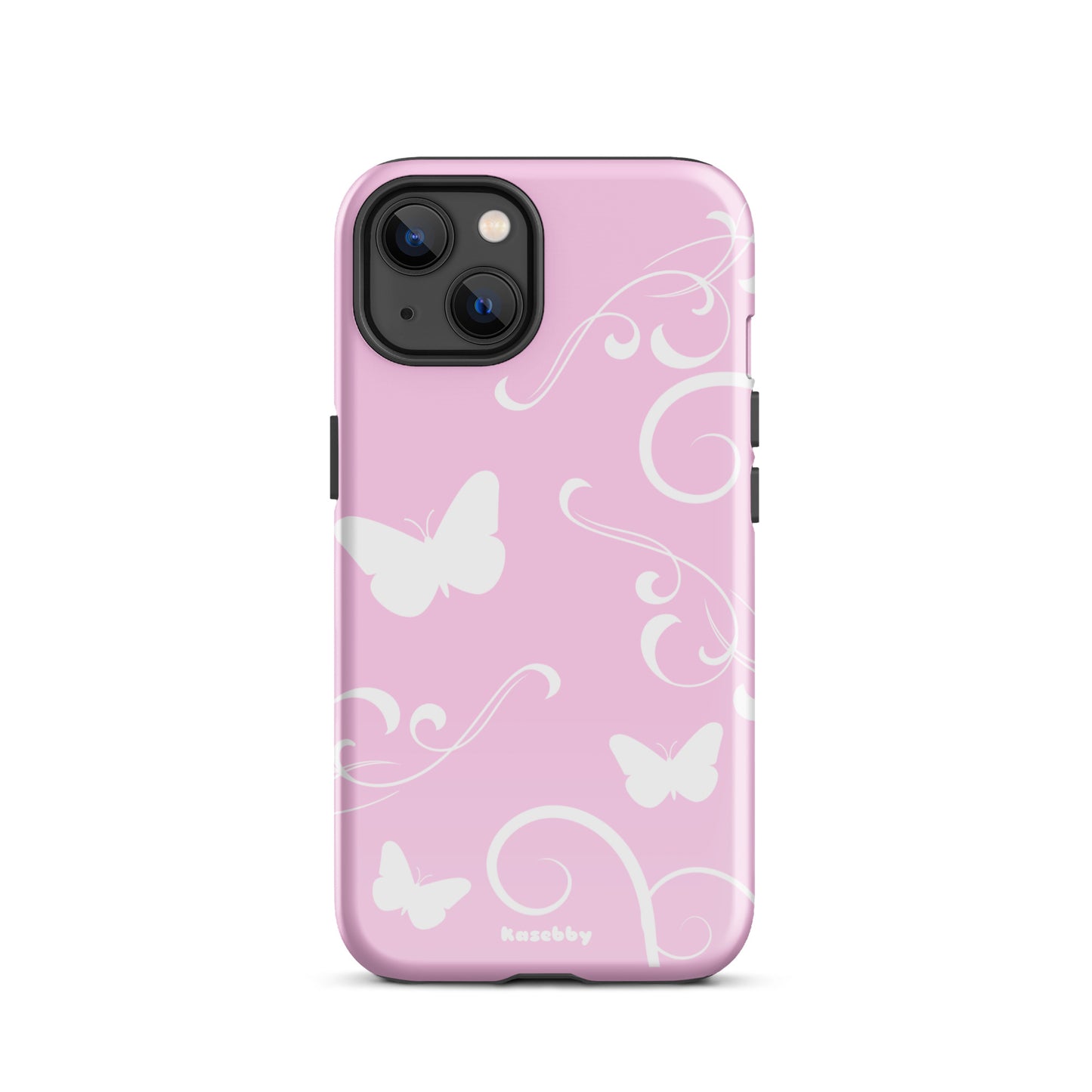 Pink and White Y2K Aesthetic Butterfly Swirl Phone Case - kasebby