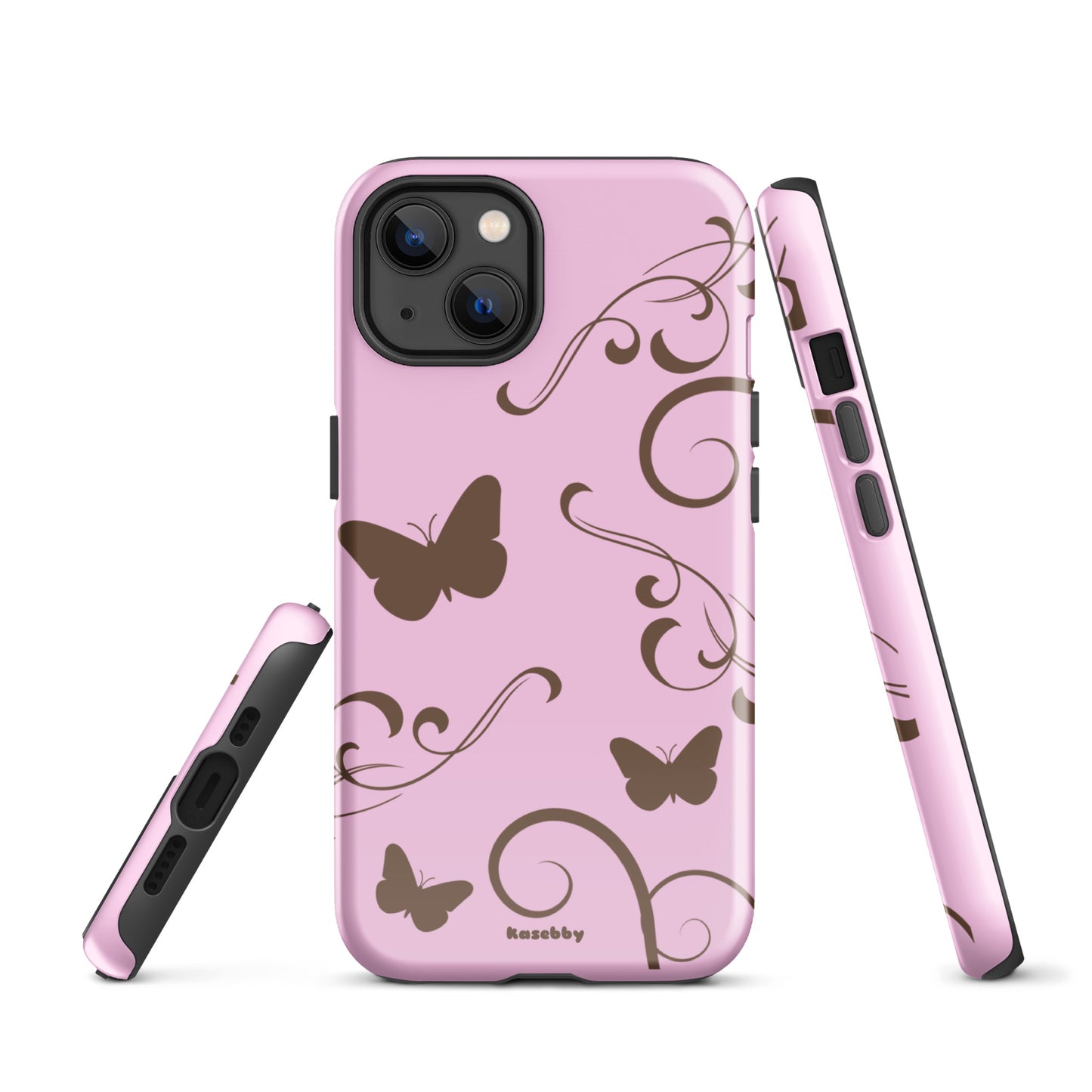 Pink and Brown Y2K Aesthetic Butterfly Swirl Phone Case - kasebby