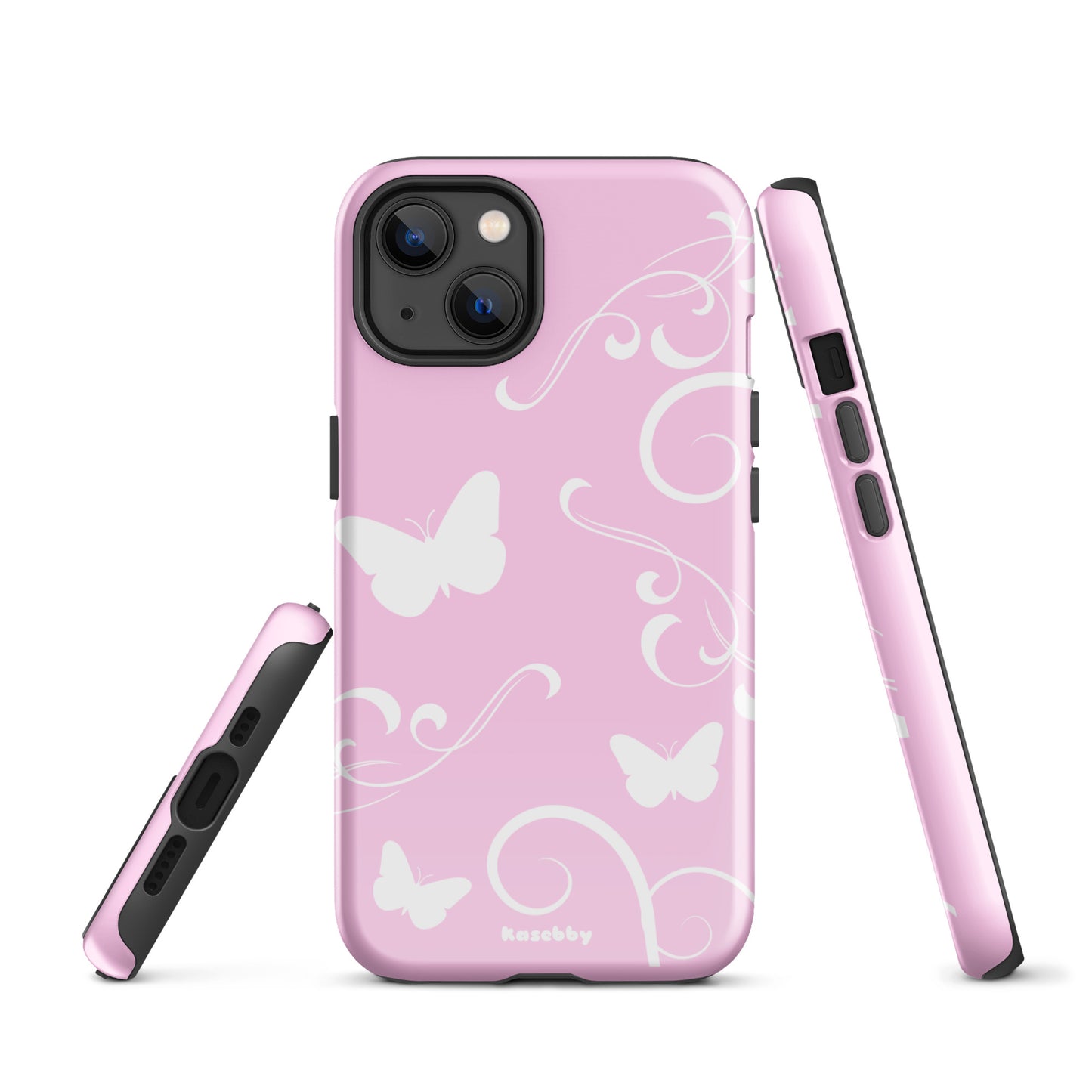 Pink and White Y2K Aesthetic Butterfly Swirl Phone Case - kasebby