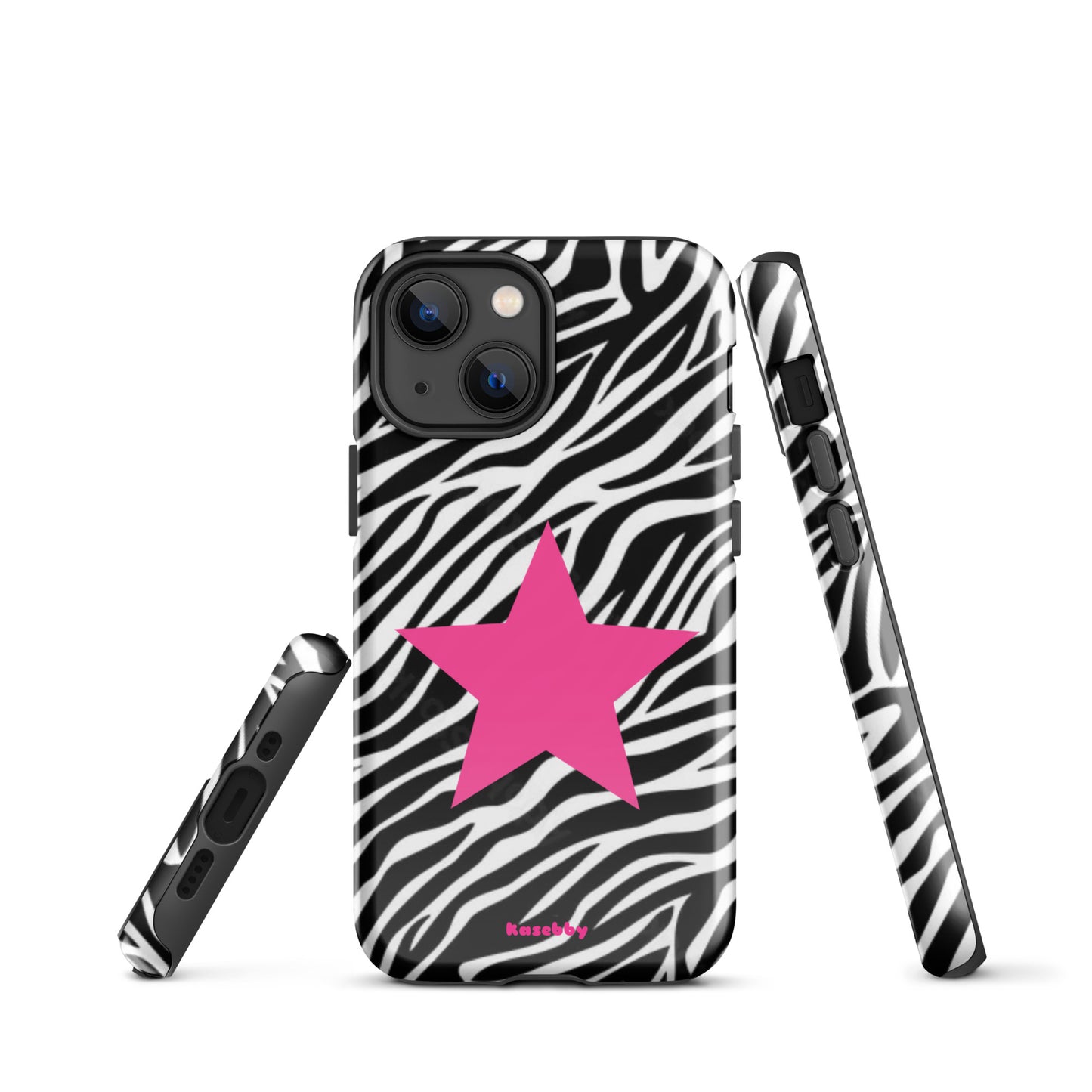 Zebra Print McBling Phone Case – Multi-Angle Durable Y2K Design