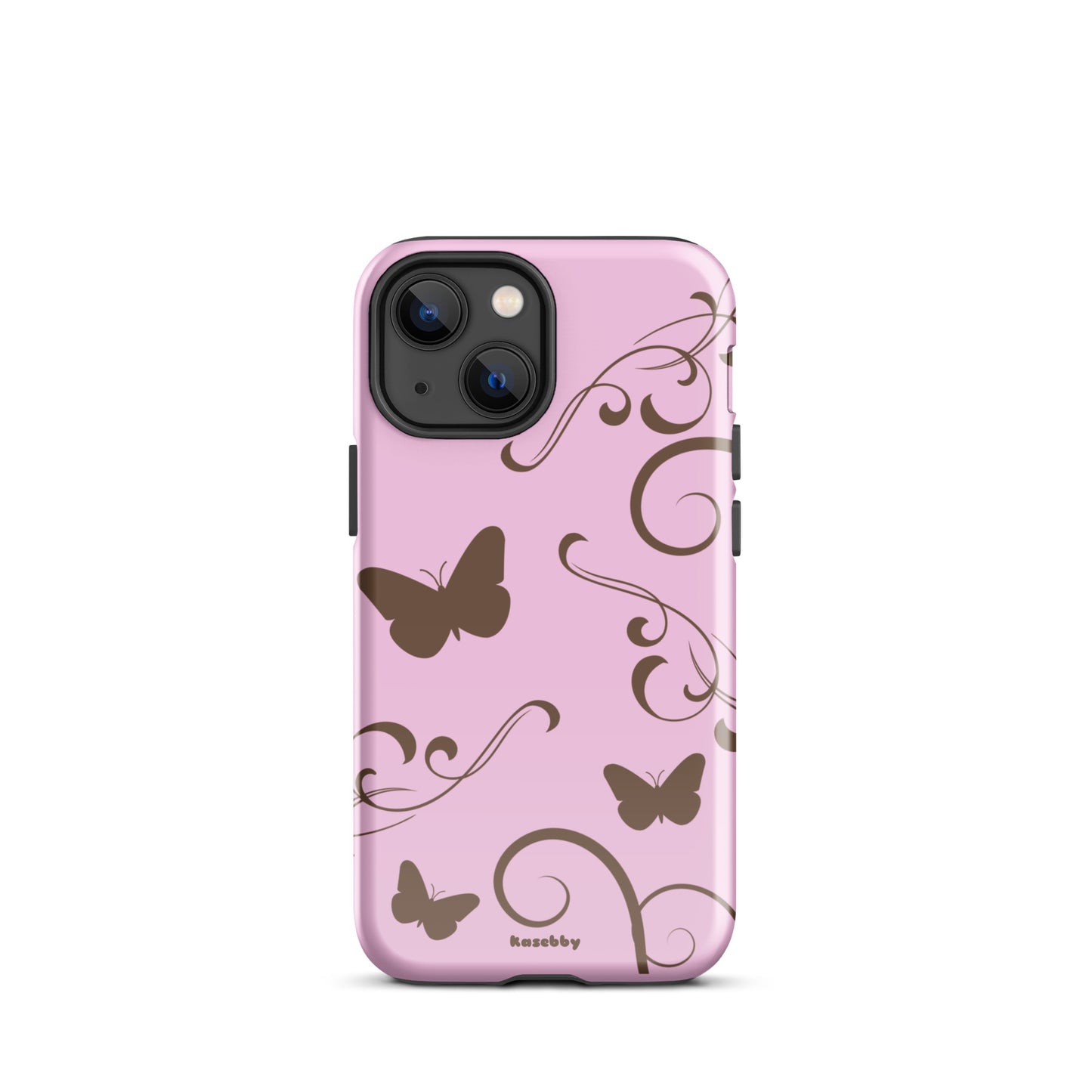 Pink and Brown Y2K Aesthetic Butterfly Swirl Phone Case - kasebby