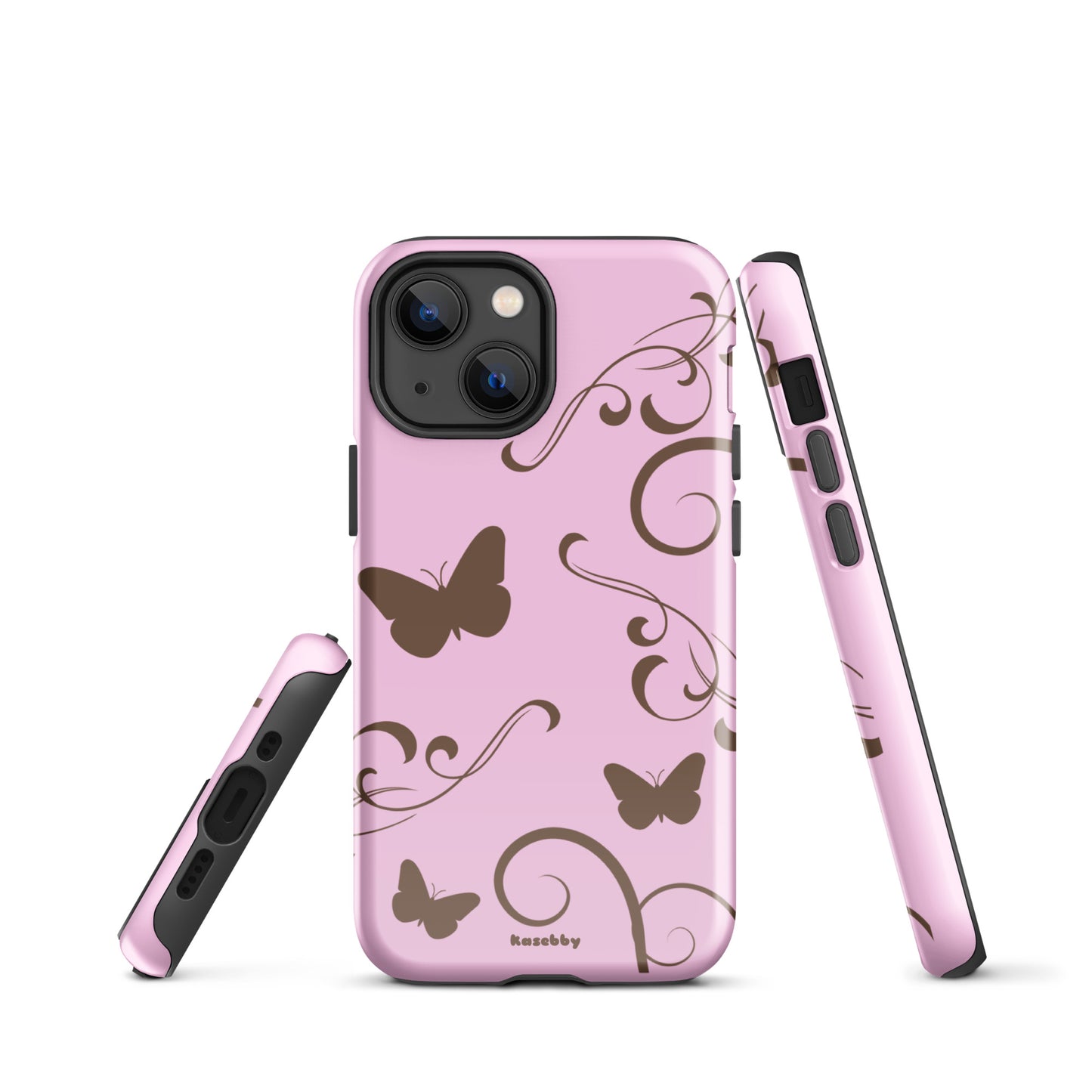 Pink and Brown Y2K Aesthetic Butterfly Swirl Phone Case - kasebby