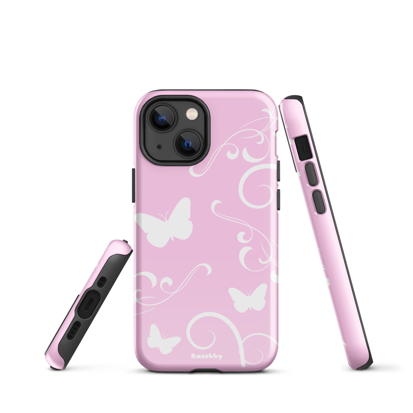 Pink and White Y2K Aesthetic Butterfly Swirl Phone Case - kasebby