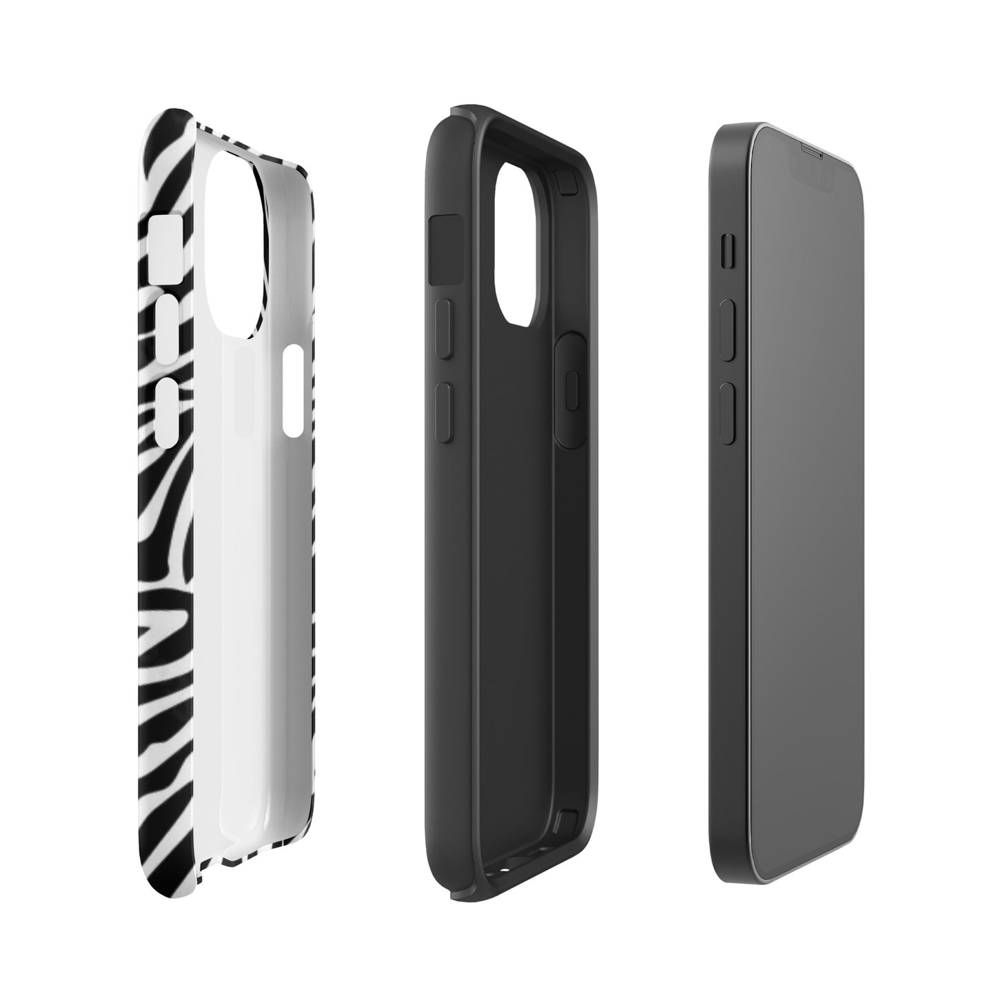 Zebra Print McBling Phone Case – Dual Layer TPU + Polycarbonate Shockproof