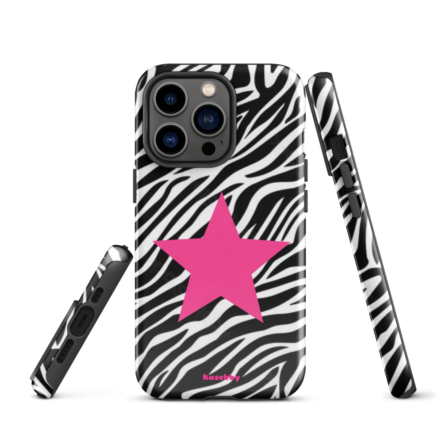 Zebra Print McBling Phone Case – Multi-Angle Durable Y2K Design