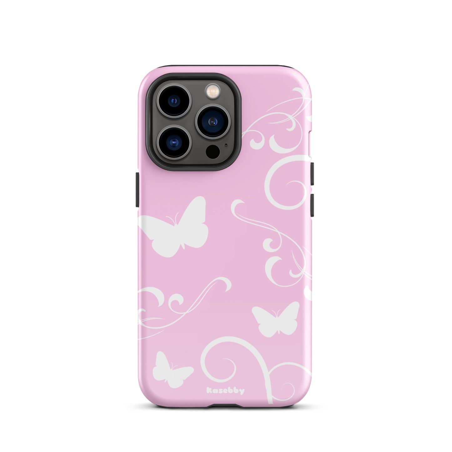 Pink and White Y2K Aesthetic Butterfly Swirl Phone Case - kasebby
