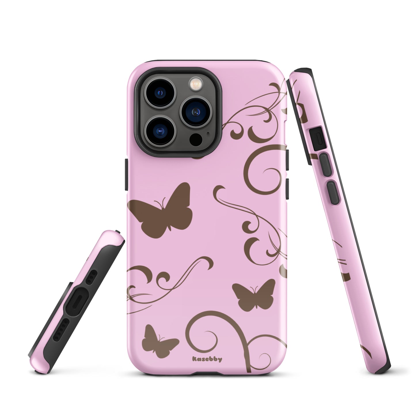 Pink and Brown Y2K Aesthetic Butterfly Swirl Phone Case - kasebby