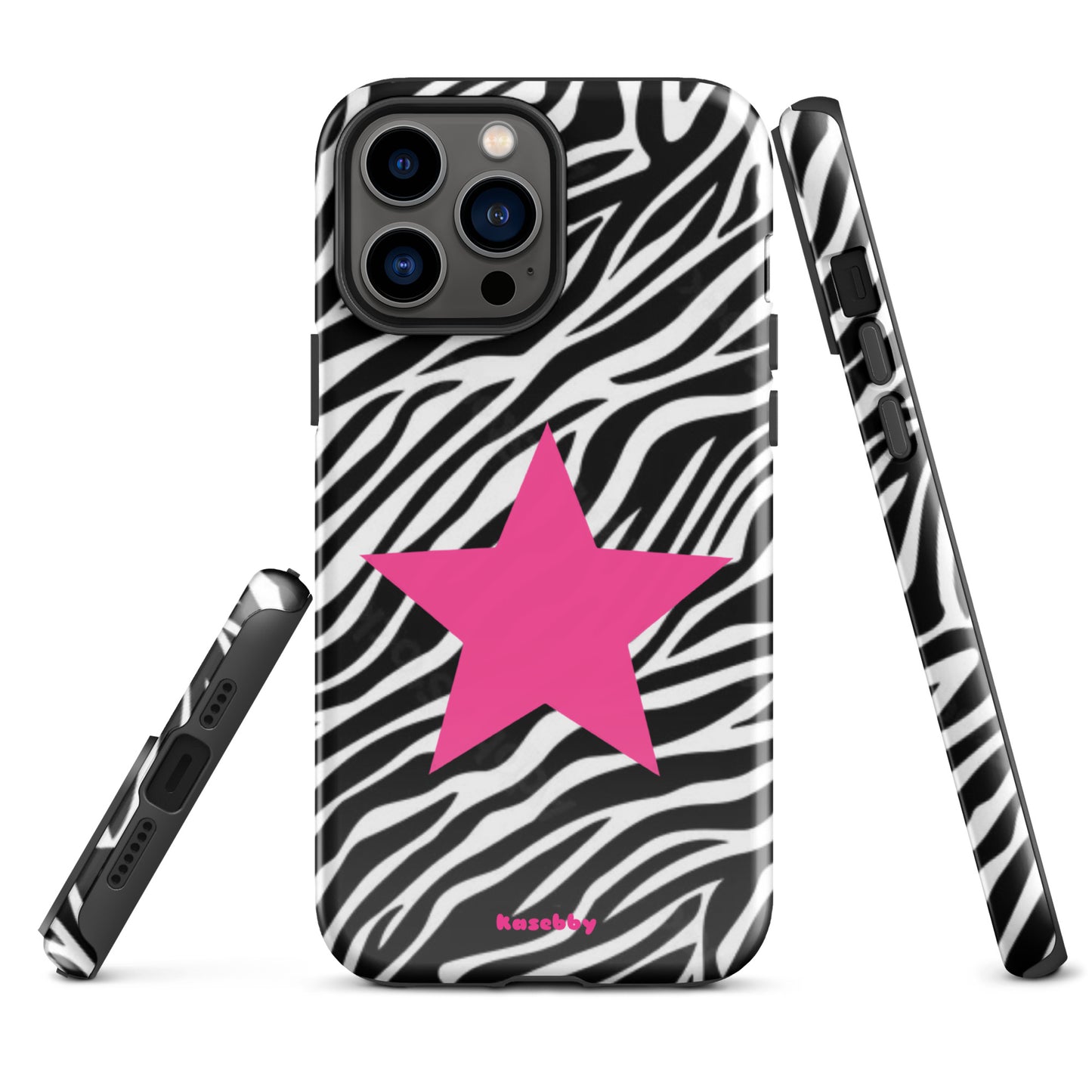 Zebra Print McBling Phone Case – Multi-Angle Durable Y2K Design