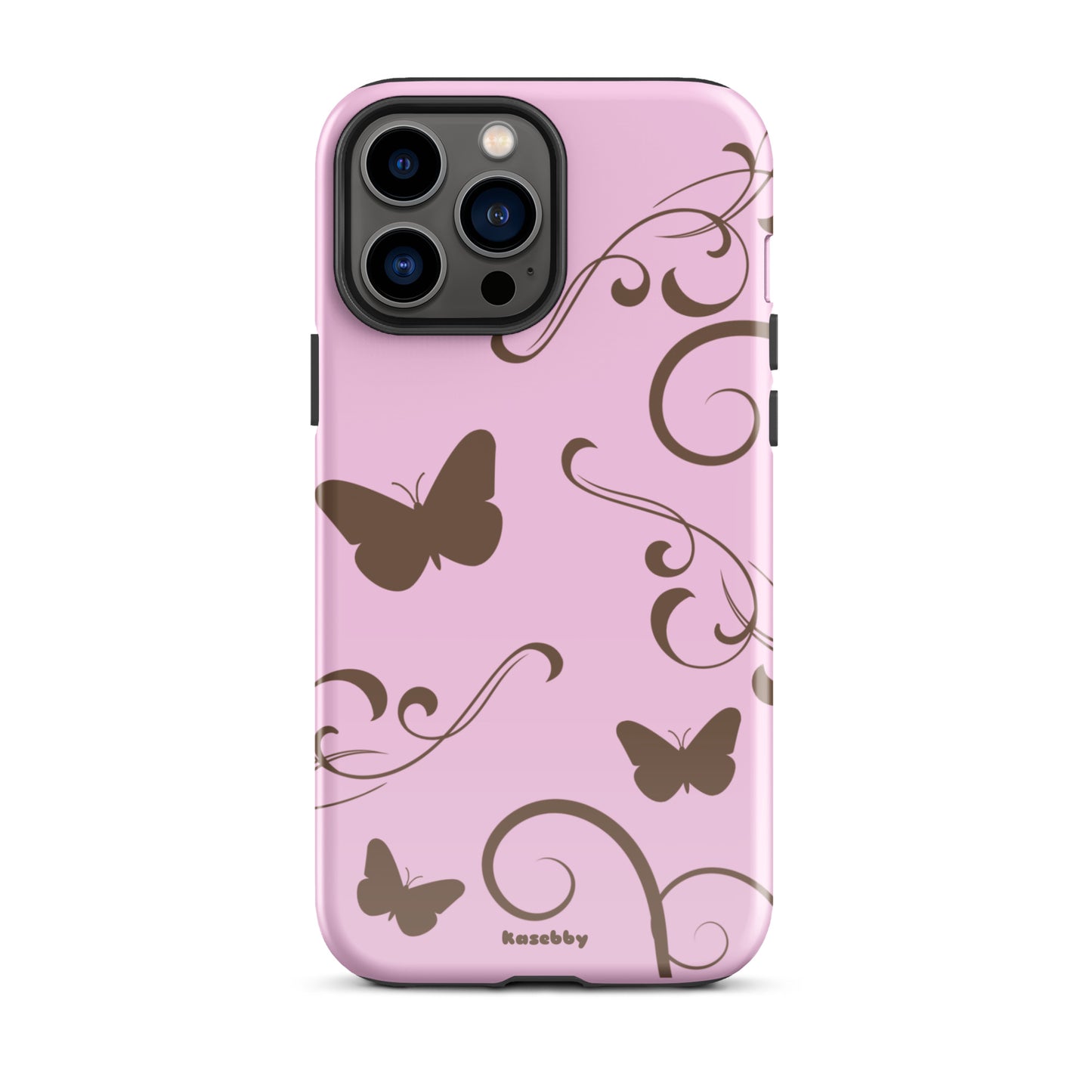 Pink and Brown Y2K Aesthetic Butterfly Swirl Phone Case - kasebby