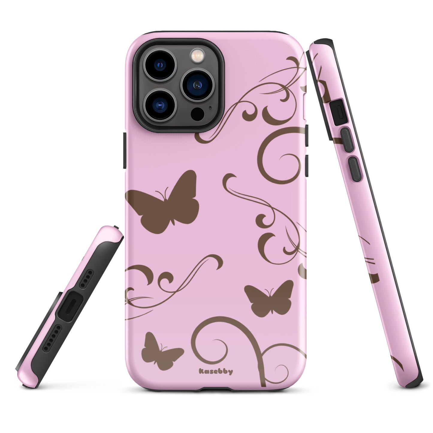 Pink and Brown Y2K Aesthetic Butterfly Swirl Phone Case - kasebby