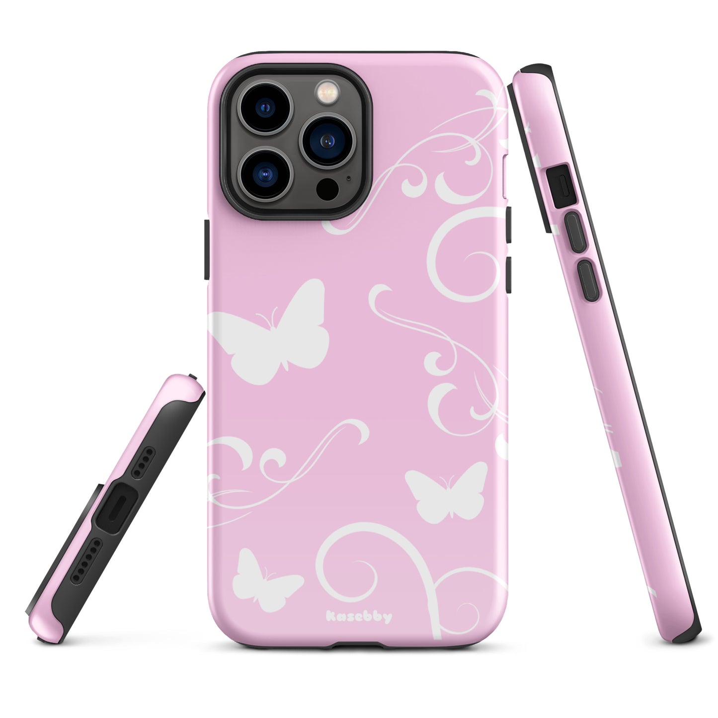 Pink and White Y2K Aesthetic Butterfly Swirl Phone Case - kasebby