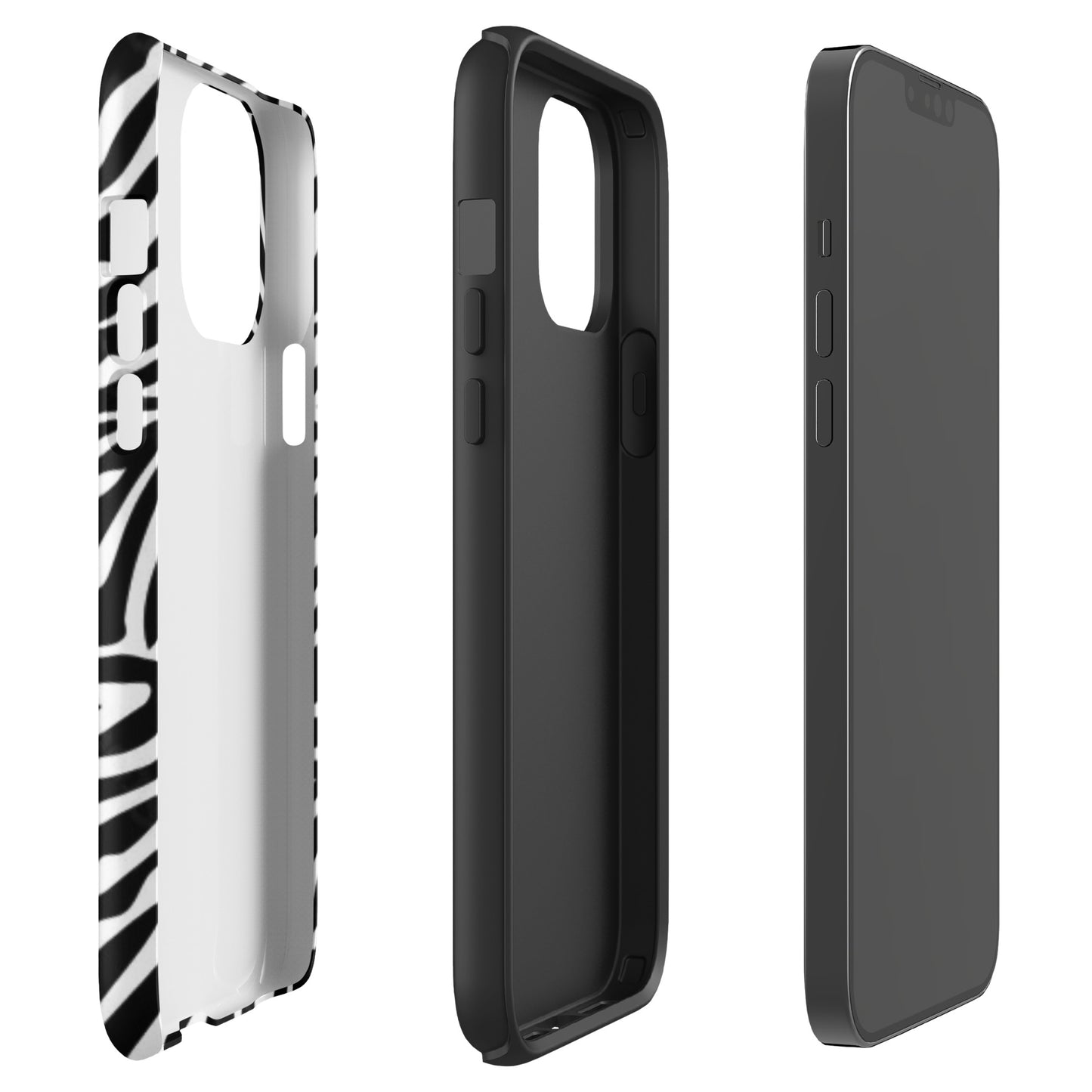 Zebra Print McBling Phone Case – Dual Layer TPU + Polycarbonate Shockproof