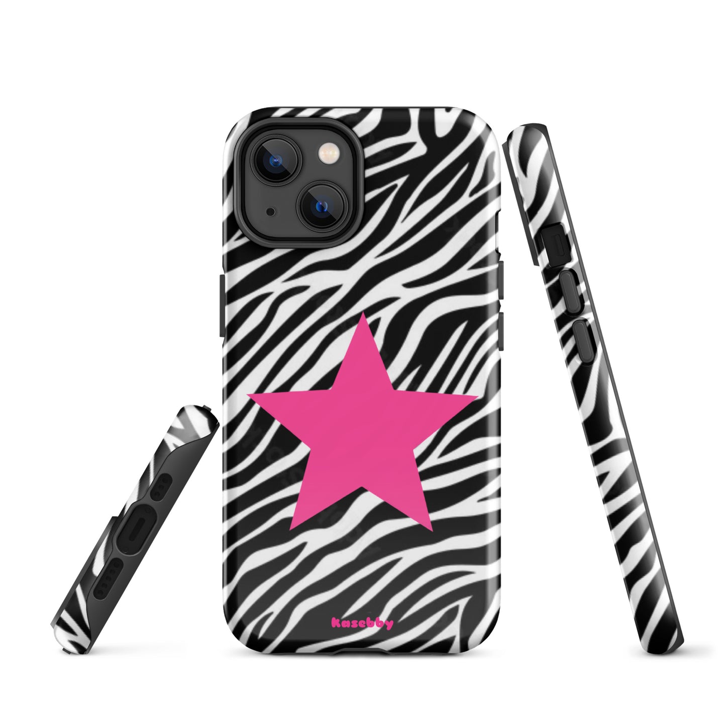 Zebra Print McBling Phone Case – Multi-Angle Durable Y2K Design