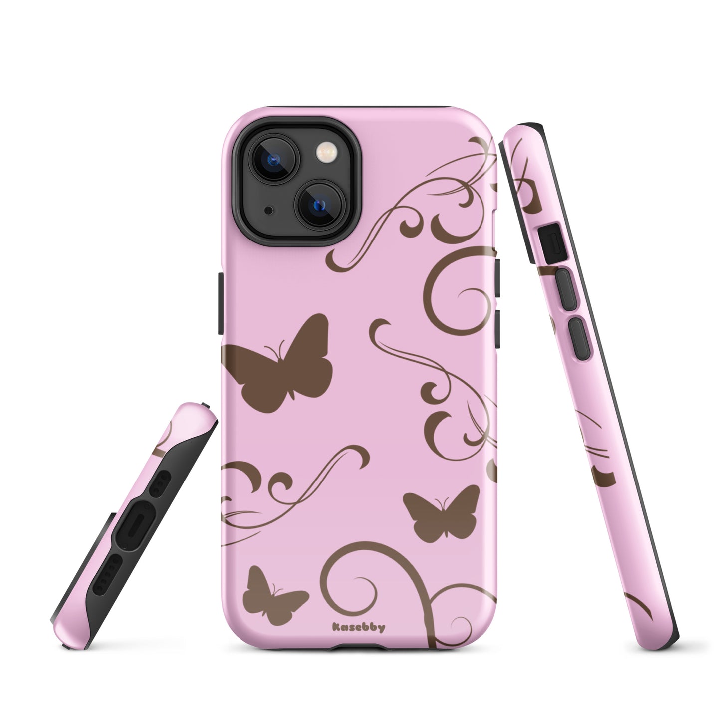 Pink and Brown Y2K Aesthetic Butterfly Swirl Phone Case - kasebby
