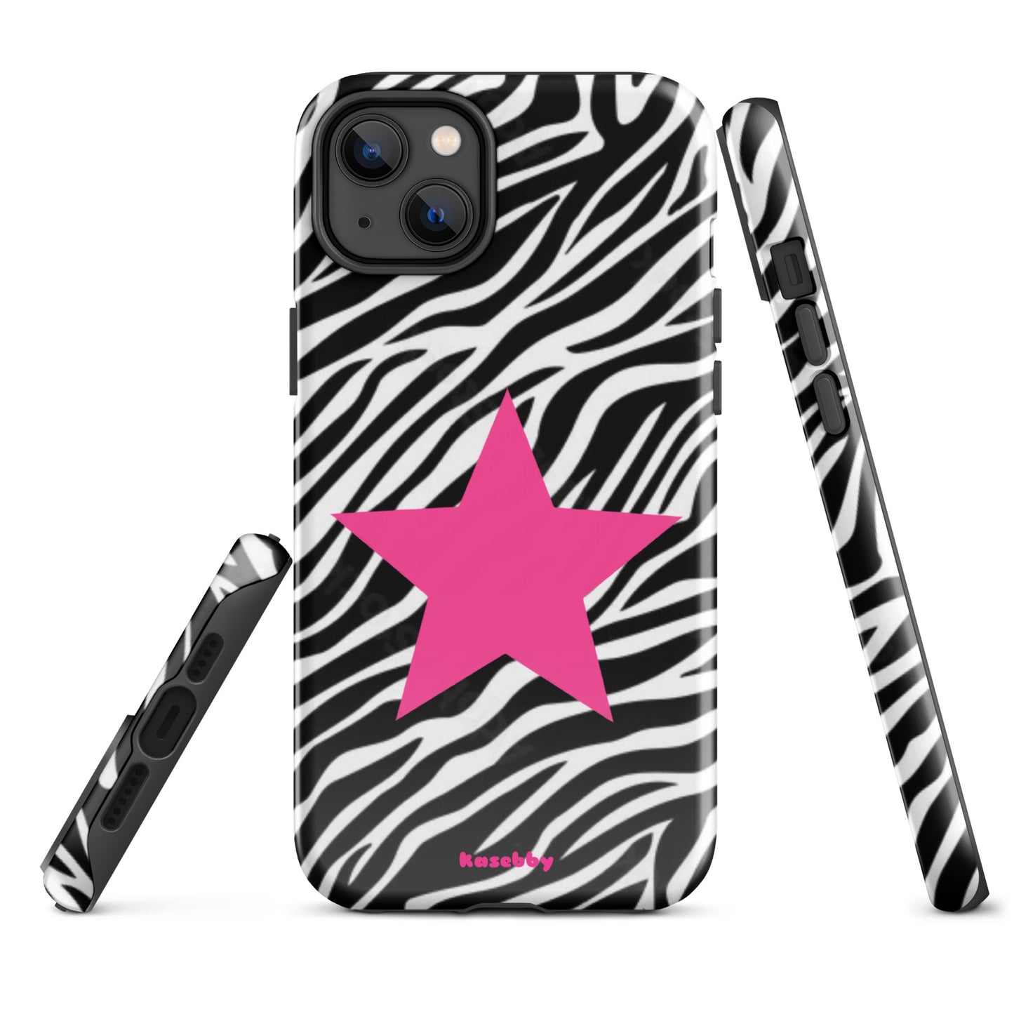 Zebra Print McBling Phone Case – Multi-Angle Durable Y2K Design