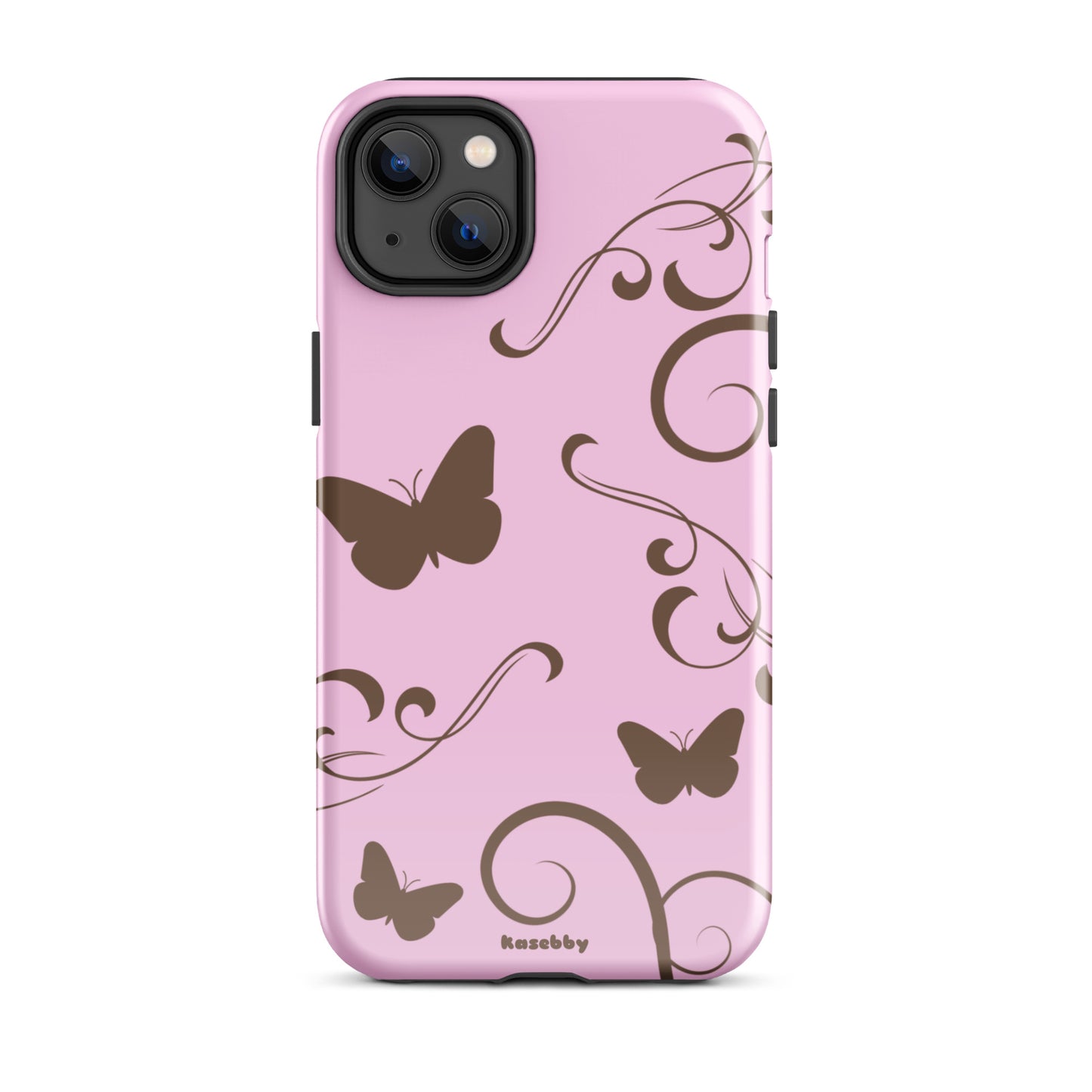 Pink and Brown Y2K Aesthetic Butterfly Swirl Phone Case - kasebby