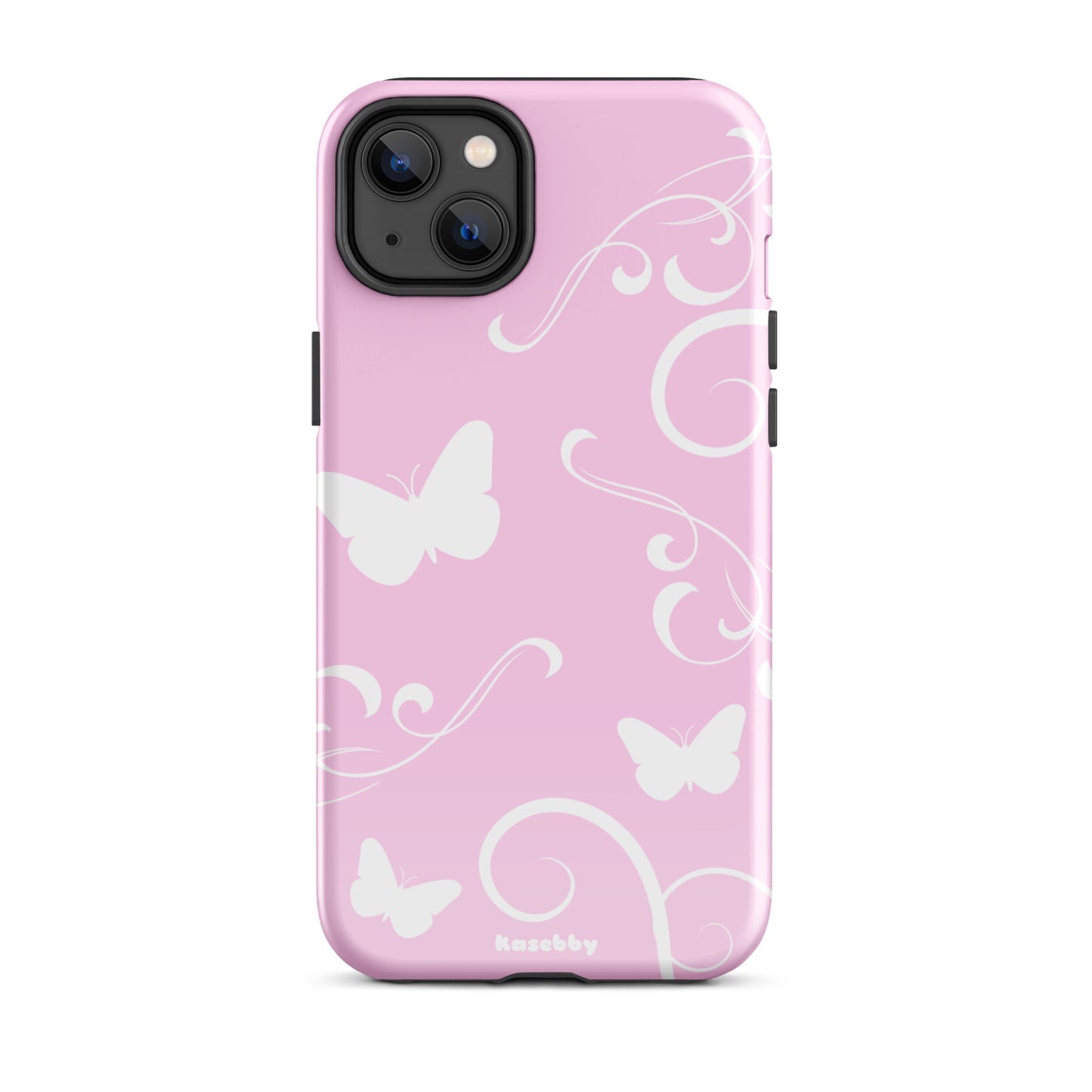 Pink and White Y2K Aesthetic Butterfly Swirl Phone Case - kasebby
