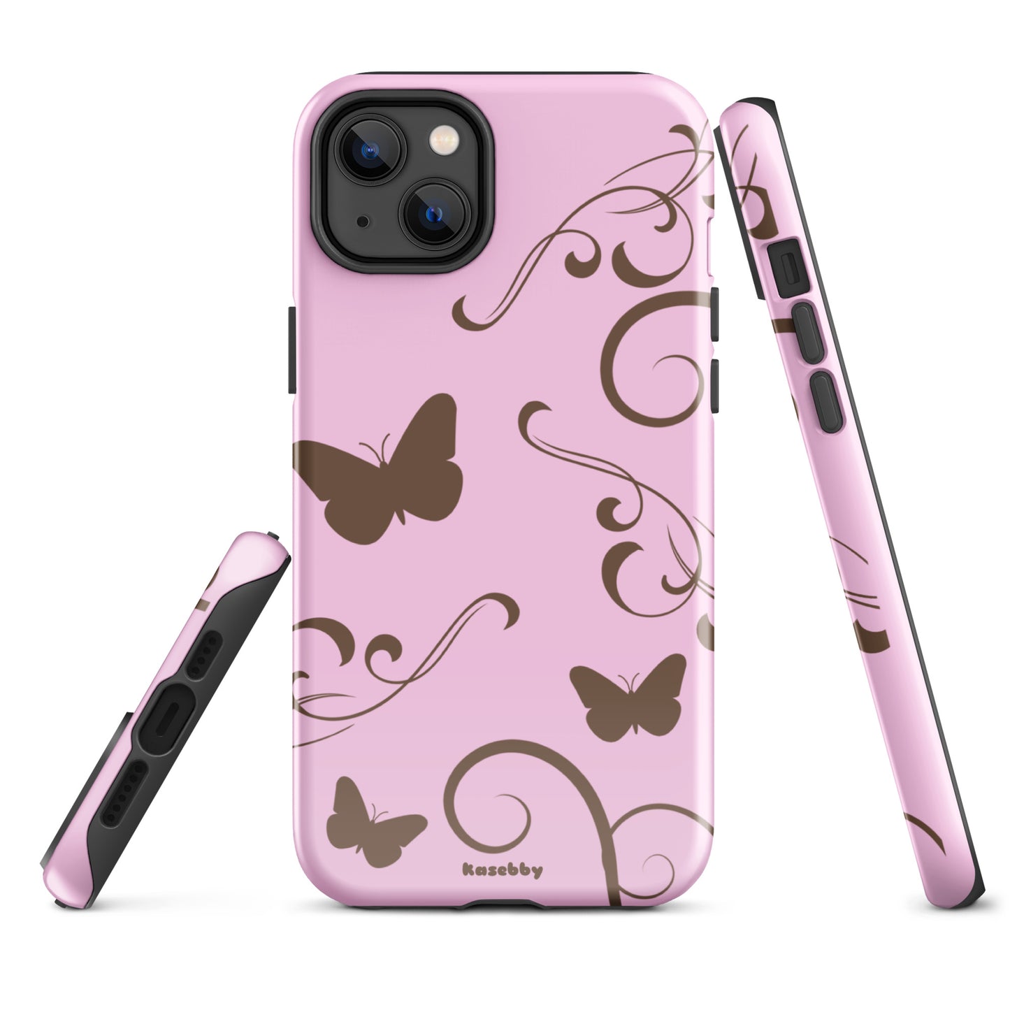 Pink and Brown Y2K Aesthetic Butterfly Swirl Phone Case - kasebby