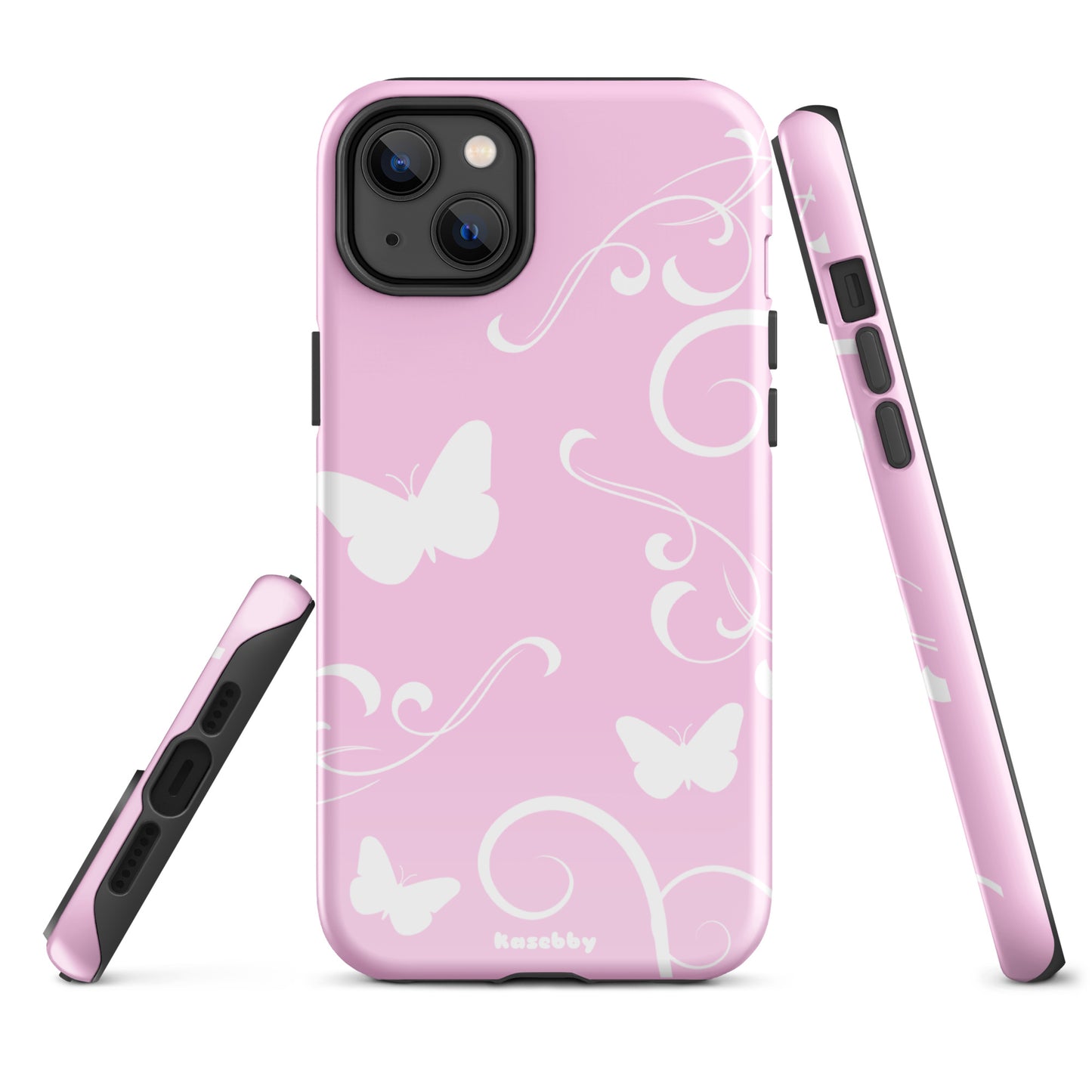 Pink and White Y2K Aesthetic Butterfly Swirl Phone Case - kasebby