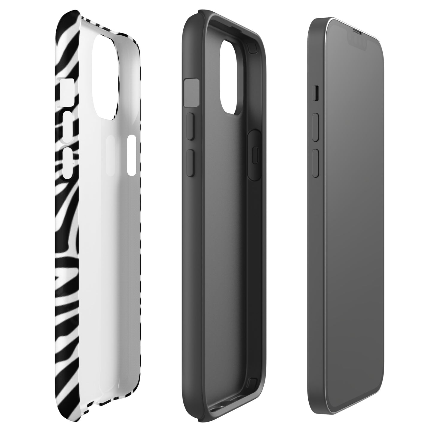 Zebra Print McBling Phone Case – Dual Layer TPU + Polycarbonate Shockproof