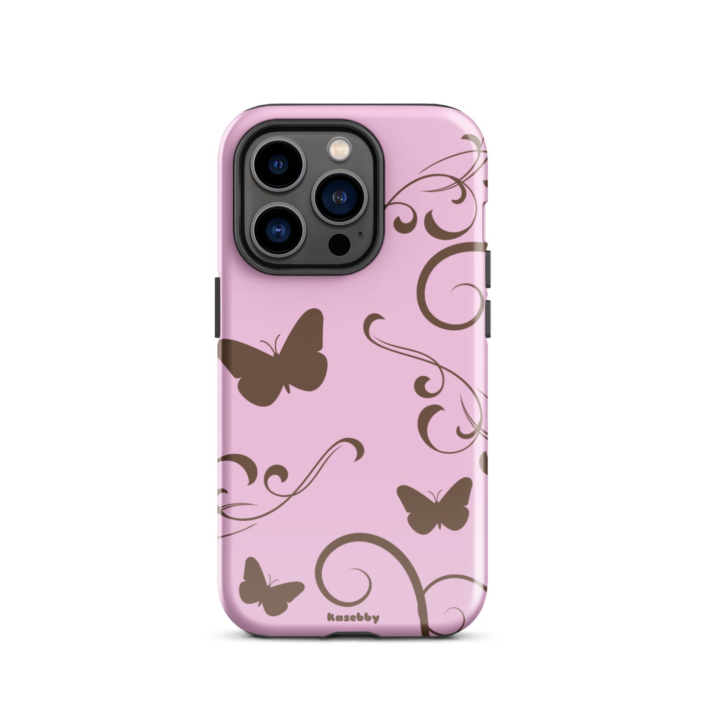Pink and Brown Y2K Aesthetic Butterfly Swirl Phone Case - kasebby