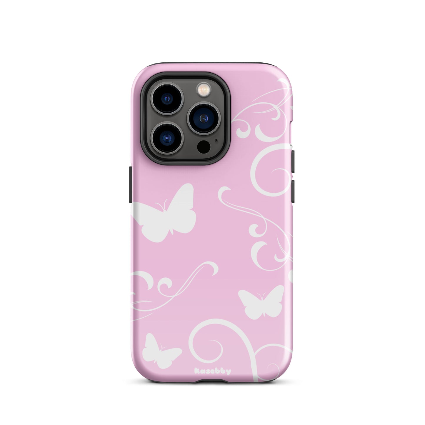Pink and White Y2K Aesthetic Butterfly Swirl Phone Case - kasebby