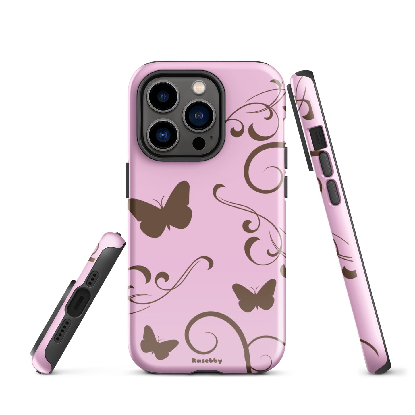 Pink and Brown Y2K Aesthetic Butterfly Swirl Phone Case - kasebby