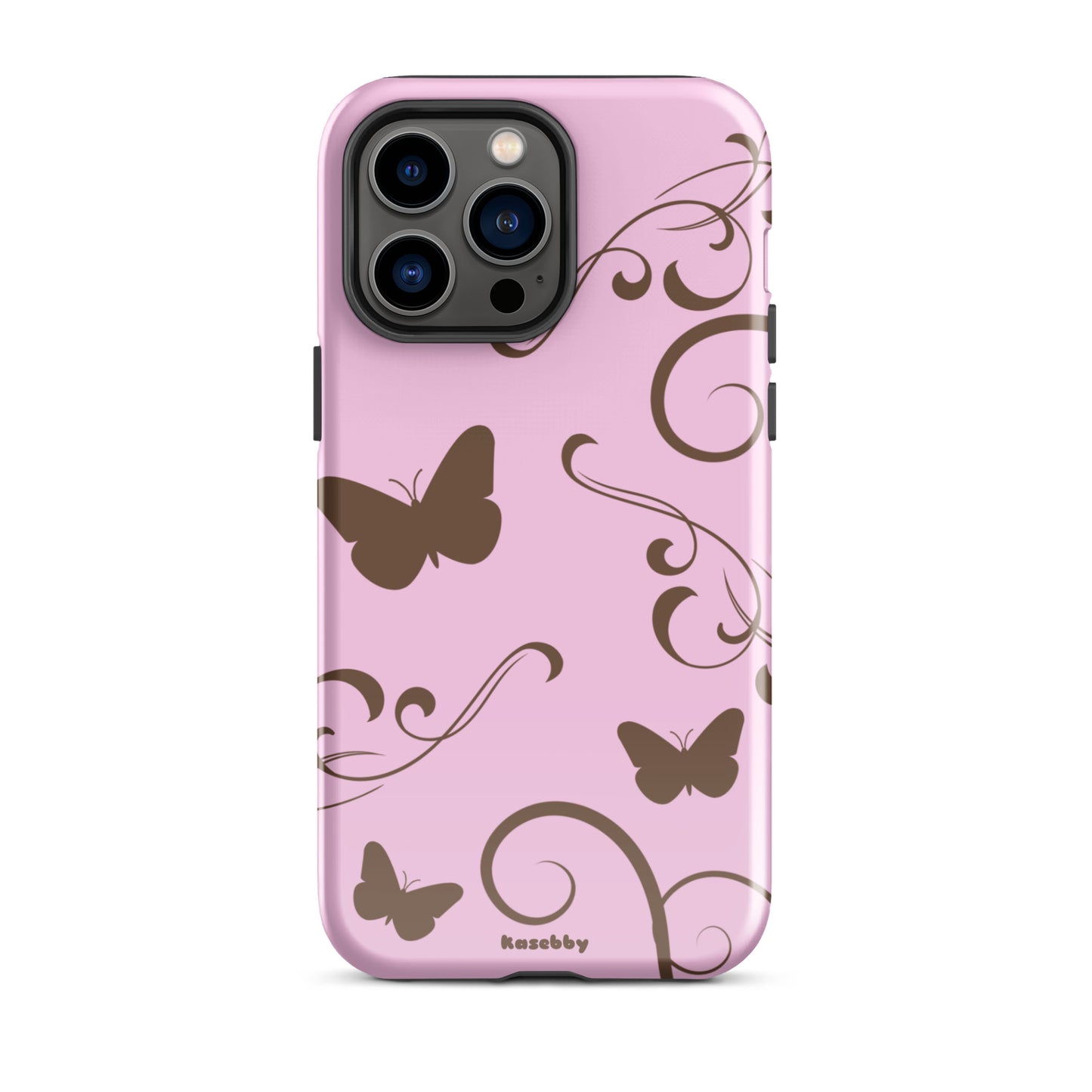 Pink and Brown Y2K Aesthetic Butterfly Swirl Phone Case - kasebby