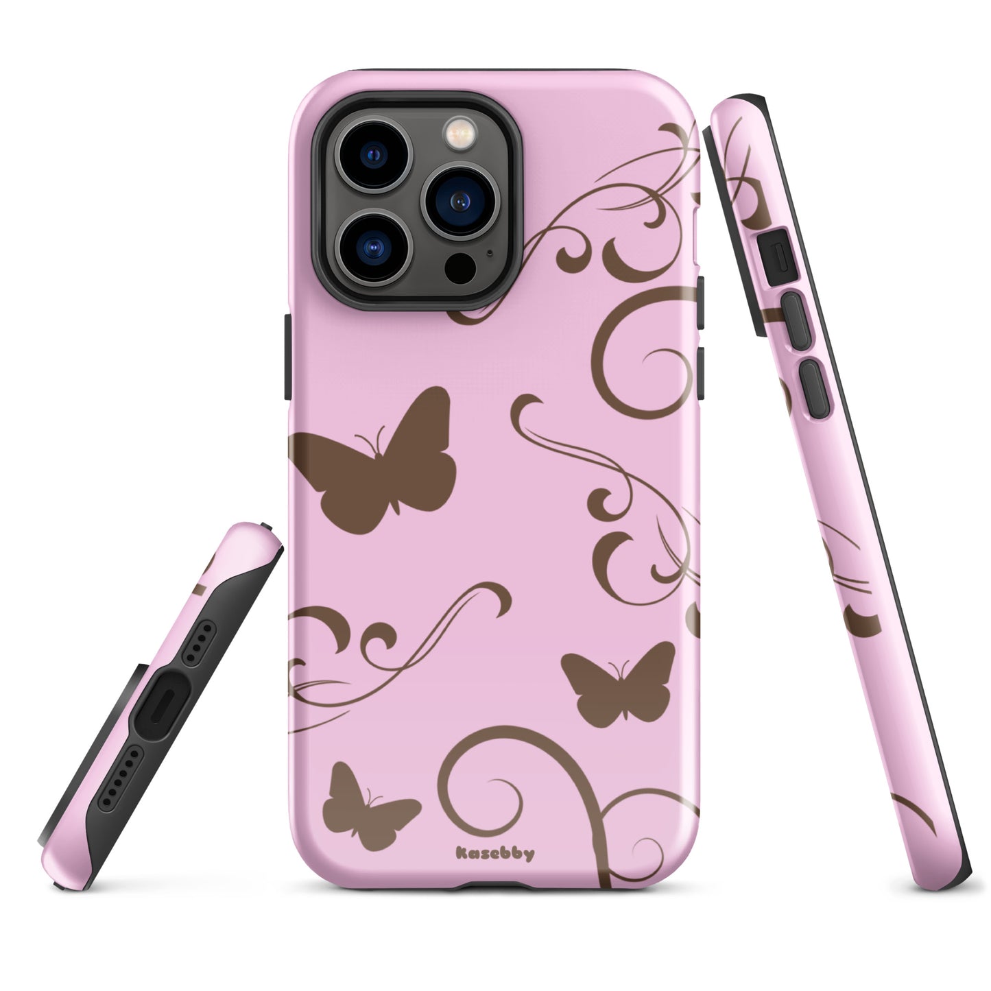 Pink and Brown Y2K Aesthetic Butterfly Swirl Phone Case - kasebby