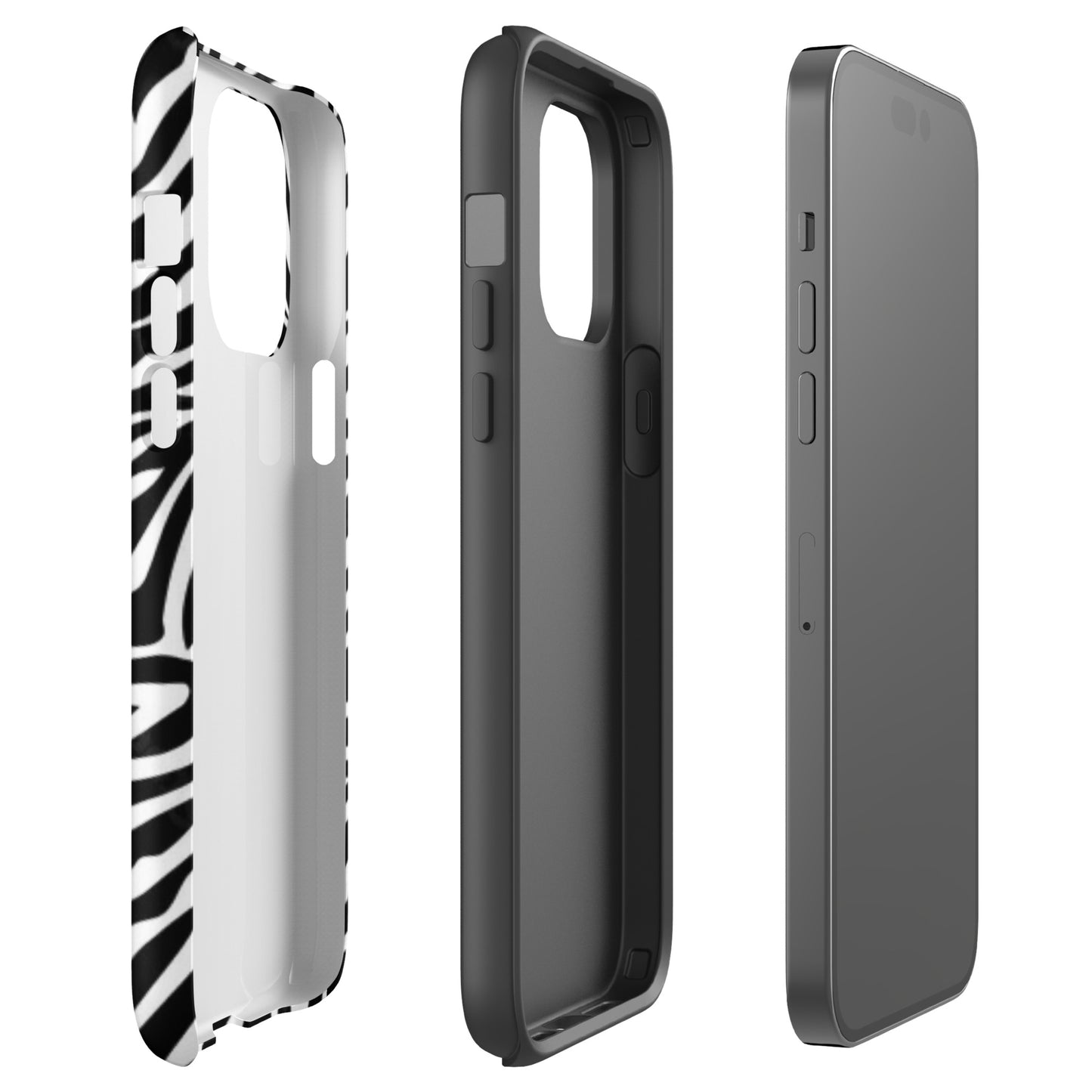 Zebra Print McBling Phone Case – Dual Layer TPU + Polycarbonate Shockproof