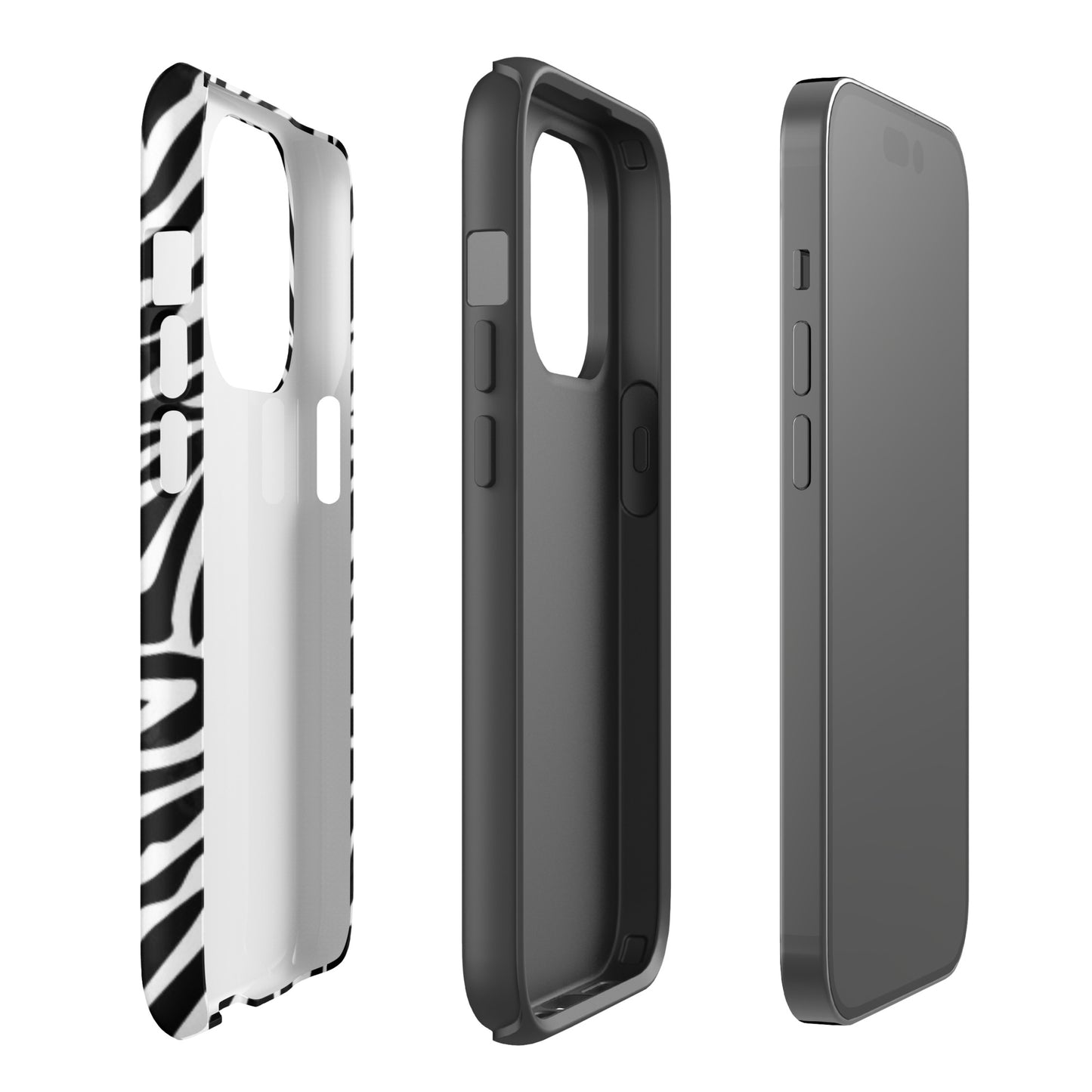 Zebra Print McBling Phone Case – Dual Layer TPU + Polycarbonate Shockproof