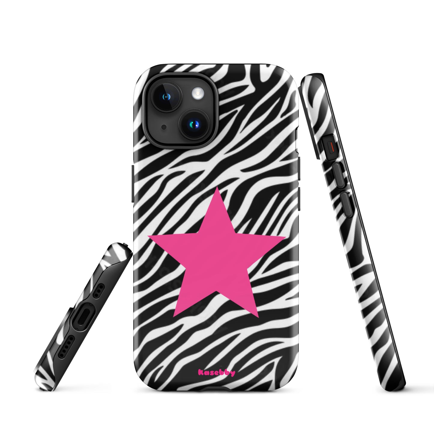 Zebra Print McBling Phone Case – Multi-Angle Durable Y2K Design