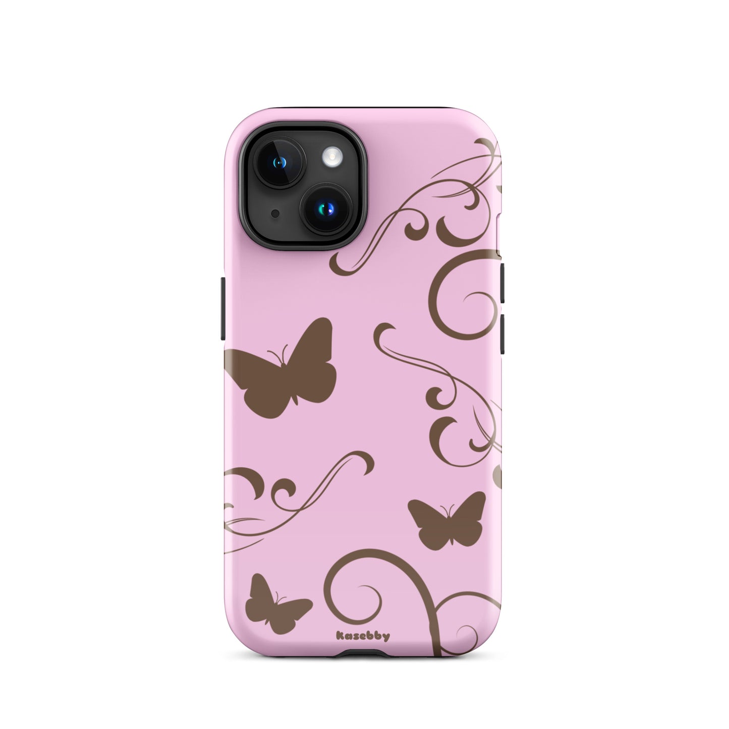 Pink and Brown Y2K Aesthetic Butterfly Swirl Phone Case - kasebby