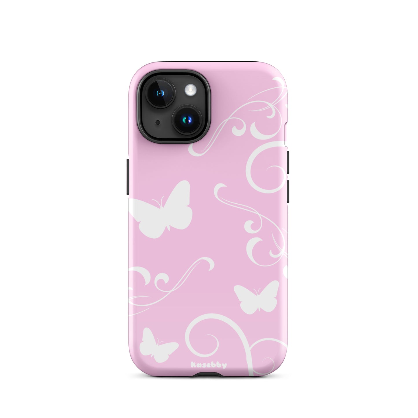 Pink and White Y2K Aesthetic Butterfly Swirl Phone Case - kasebby