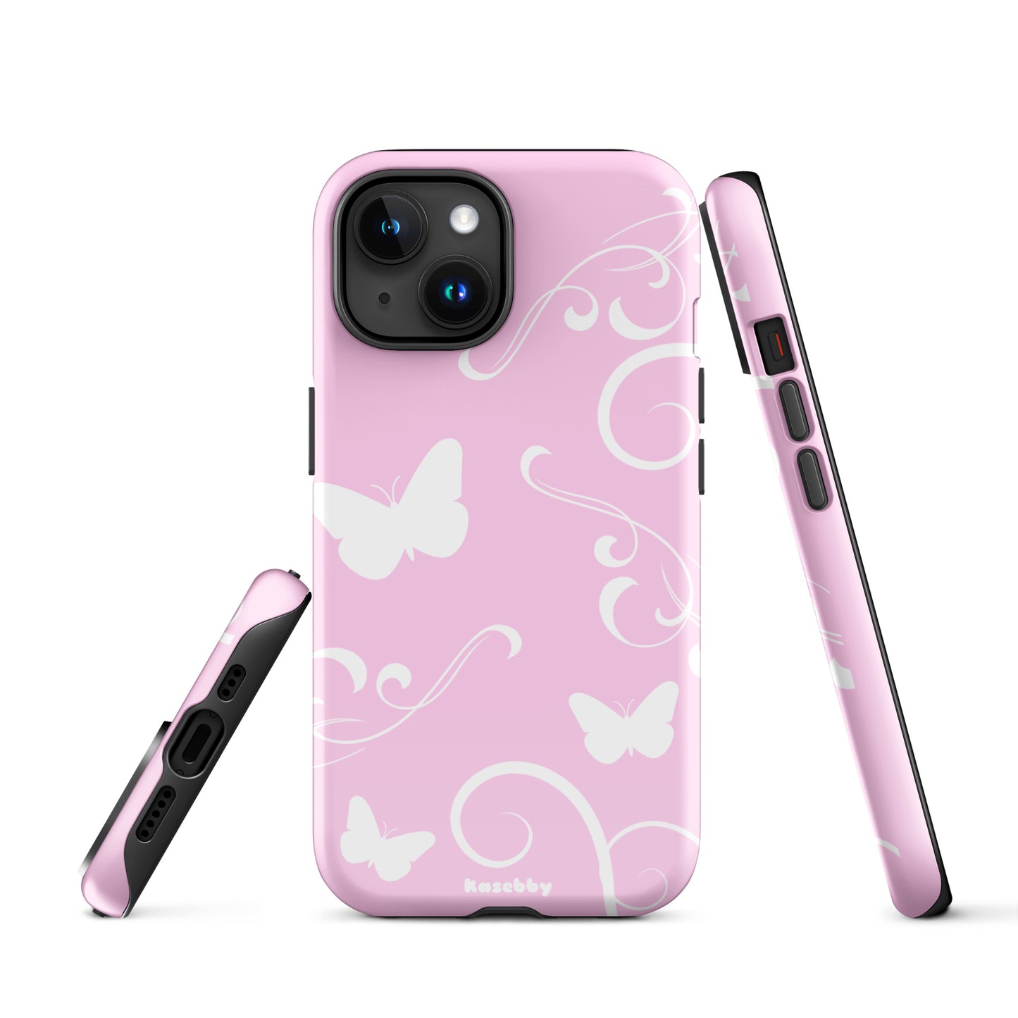 Pink and White Y2K Aesthetic Butterfly Swirl Phone Case - kasebby