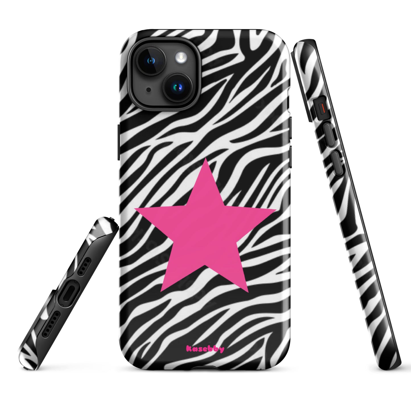 Zebra Print McBling Phone Case – Multi-Angle Durable Y2K Design